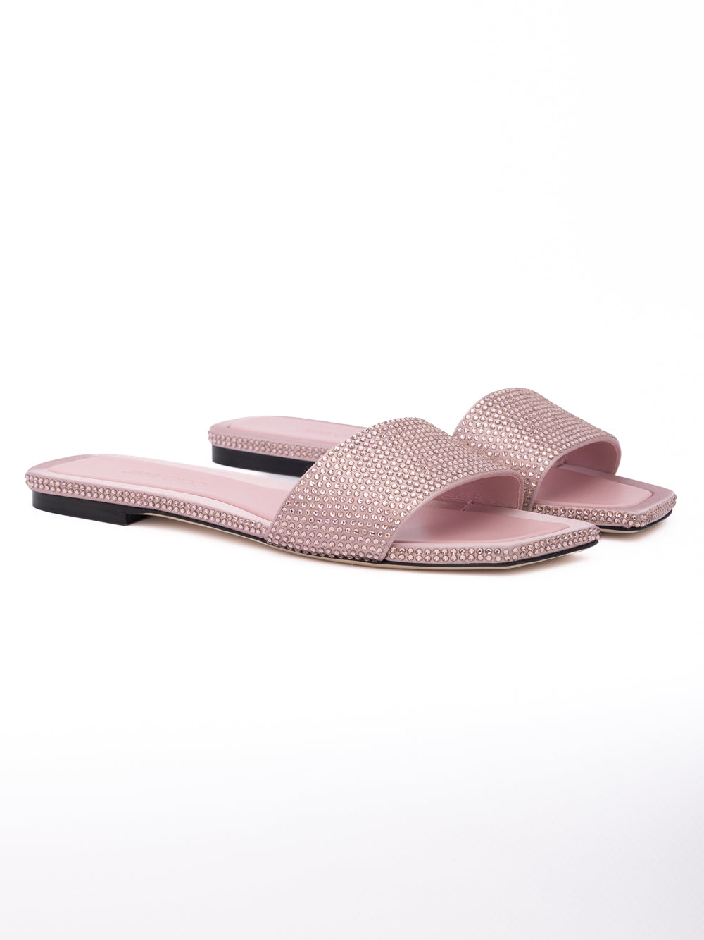 Jimmy Choo Pink Satin Crystal Clovis Flat | Regal Royce