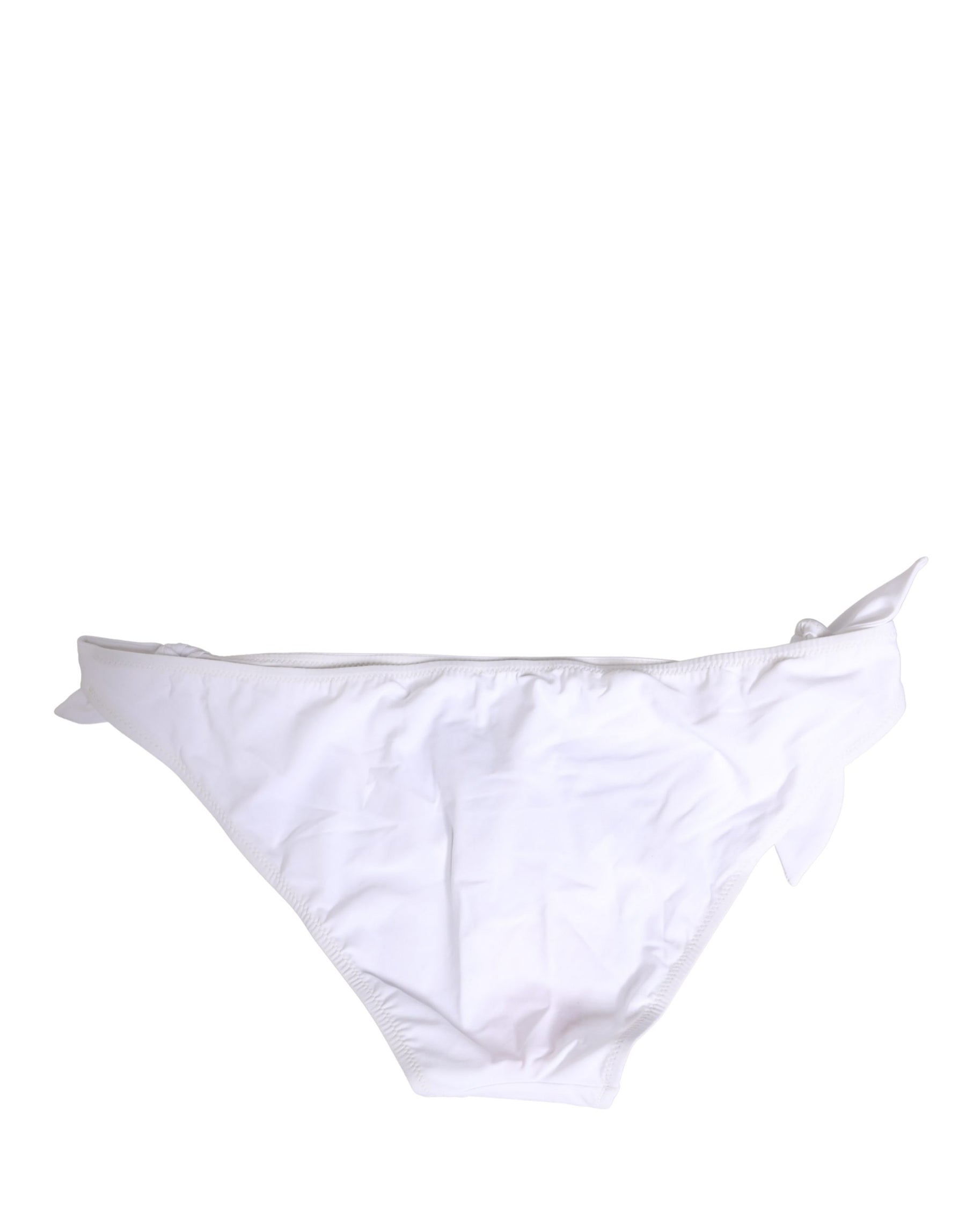 Dolce & Gabbana White Nylon DG Logo Plaque Bikini Bottom Swimwear | Regal Royce