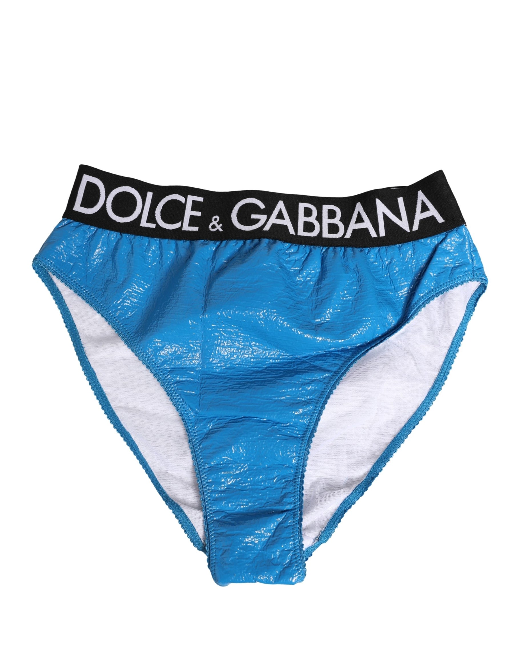 Dolce & Gabbana Blue Logo Waistband High Waist Brief Underwear | Regal Royce