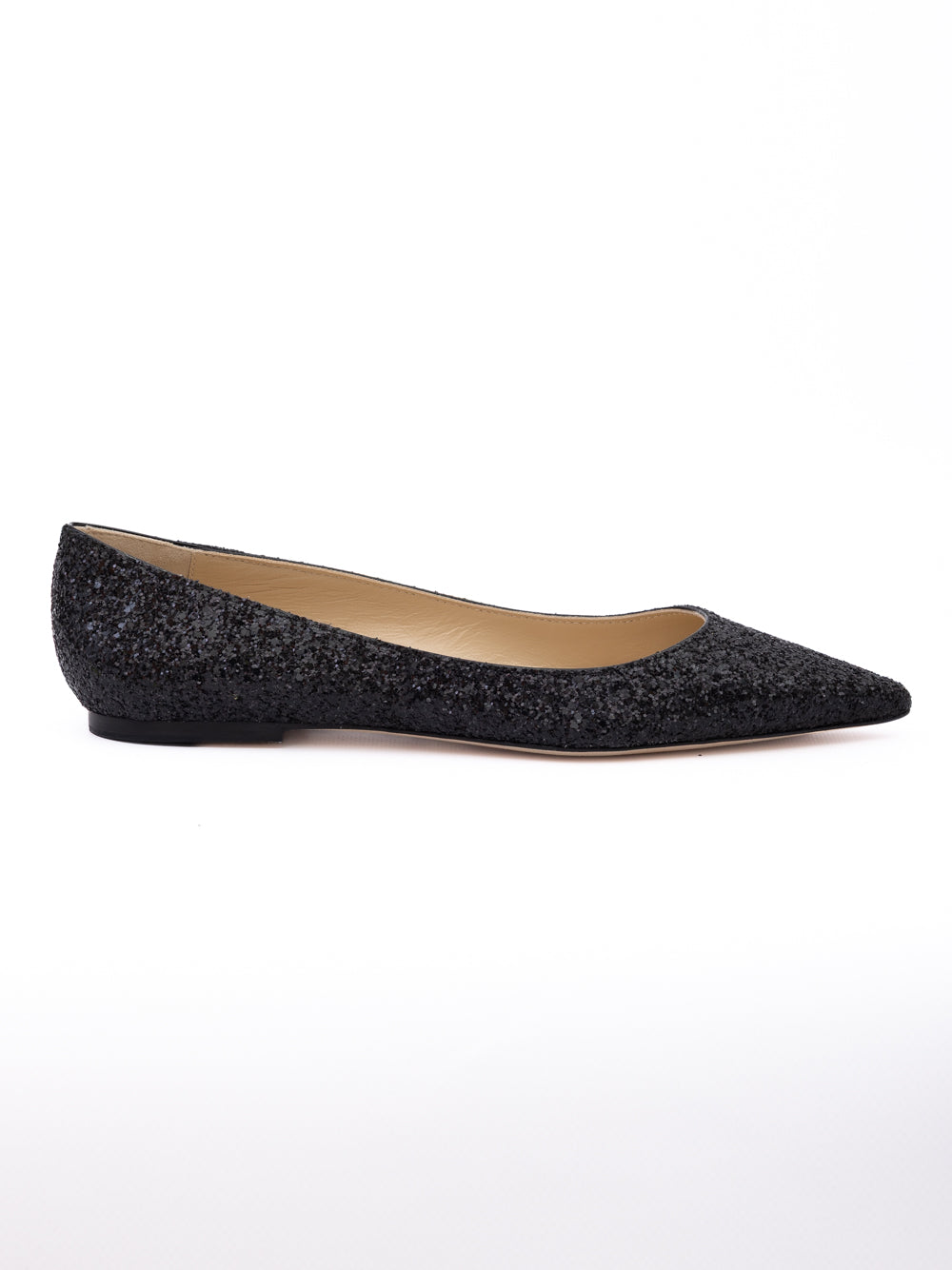 Jimmy Choo Black Coarse Glitter Fabric Alina Ballet Flat | Regal Royce
