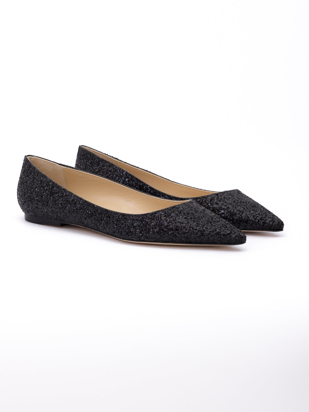 Jimmy Choo Black Coarse Glitter Fabric Alina Ballet Flat | Regal Royce