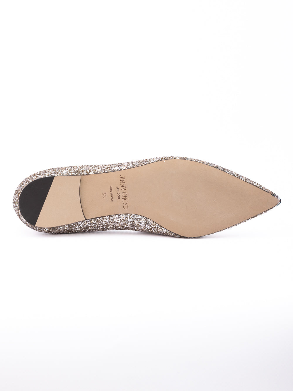 Jimmy Choo Rose Gold Glitter Fabric Alina Ballet Flat | Regal Royce