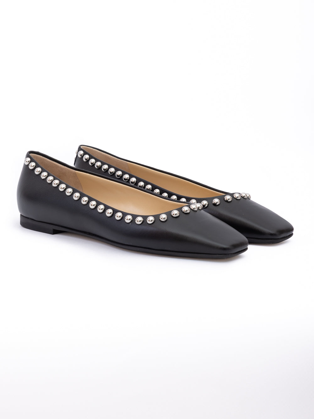 Jimmy Choo Black Leather Dome Studs Mirele Ballet Flat | Regal Royce