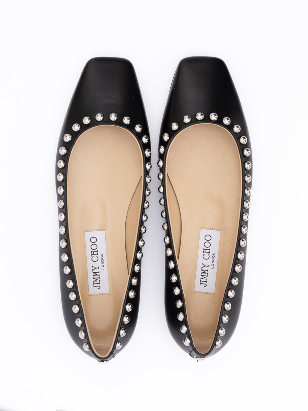 Jimmy Choo Black Leather Dome Studs Mirele Ballet Flat | Regal Royce