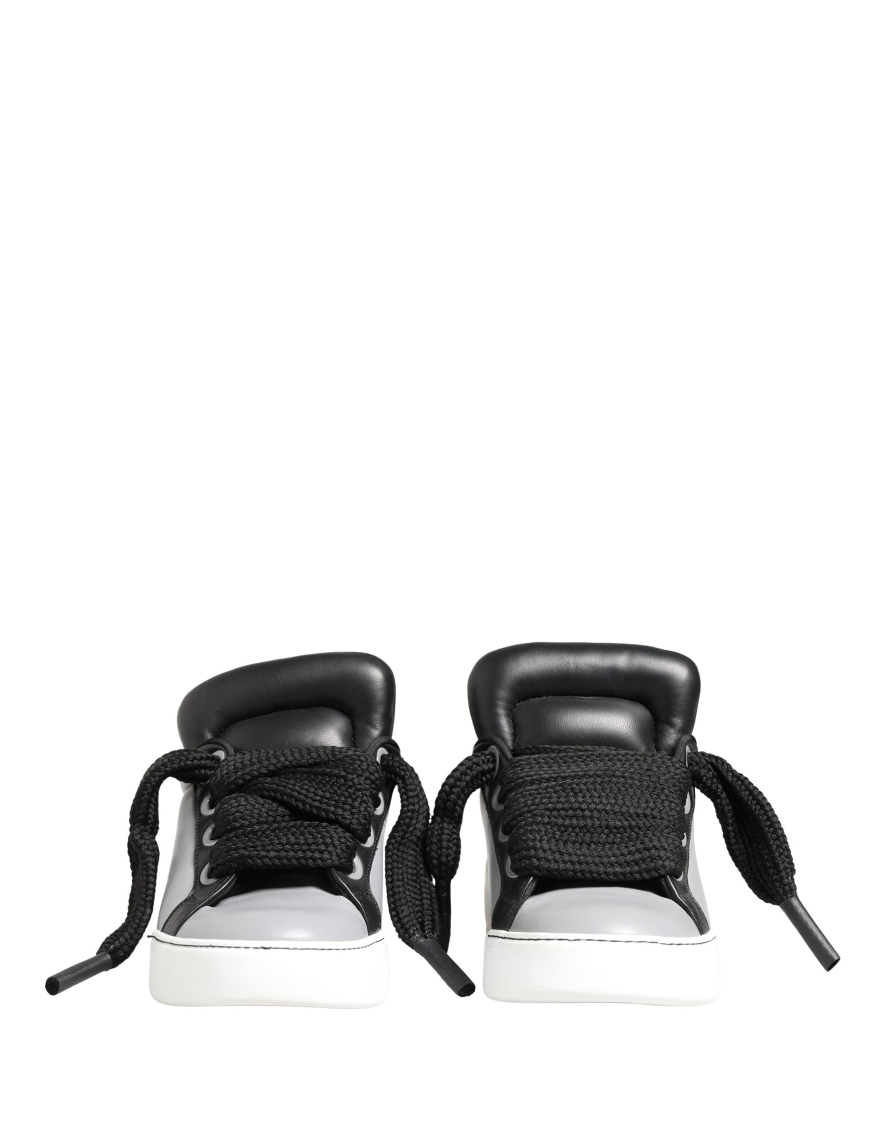 Dolce & Gabbana Gray Leather Low Top Lace Up Sneakers Shoes | Regal Royce