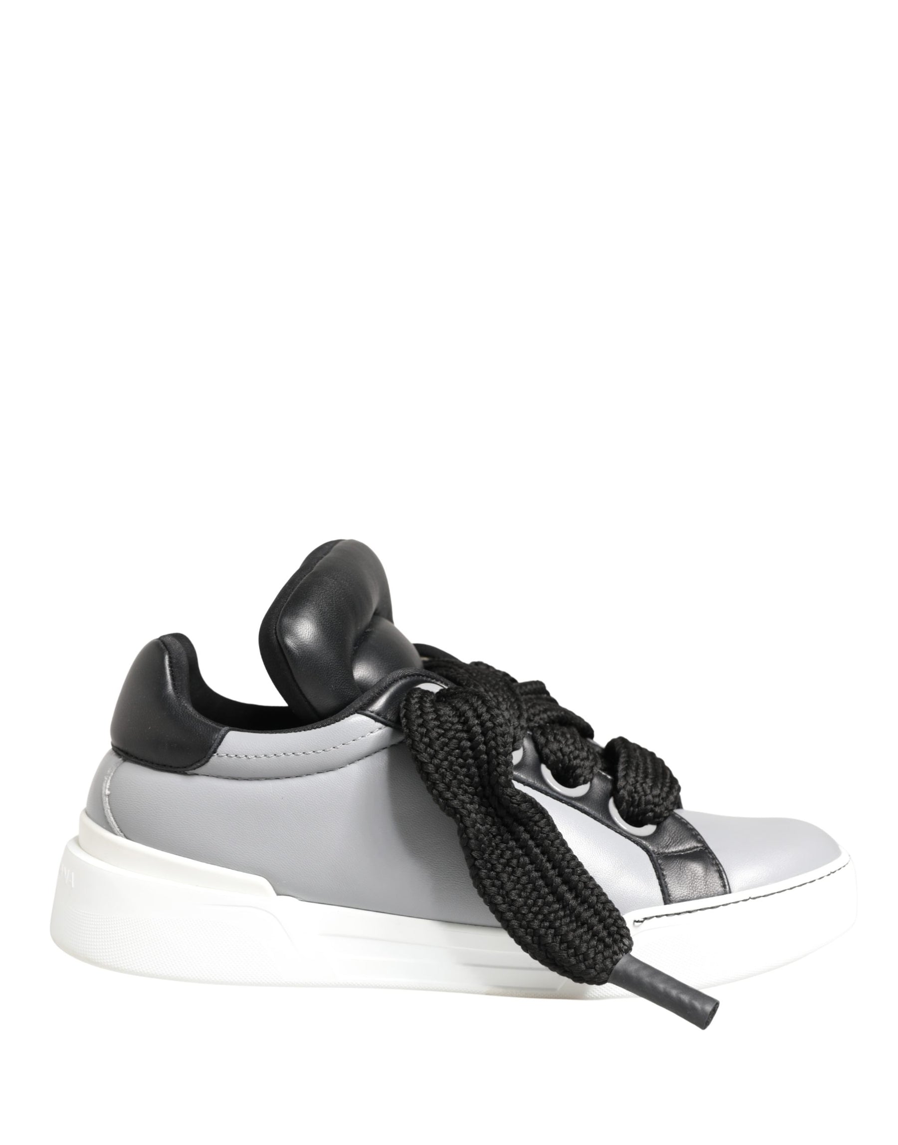 Dolce & Gabbana Gray Leather Low Top Lace Up Sneakers Shoes | Regal Royce