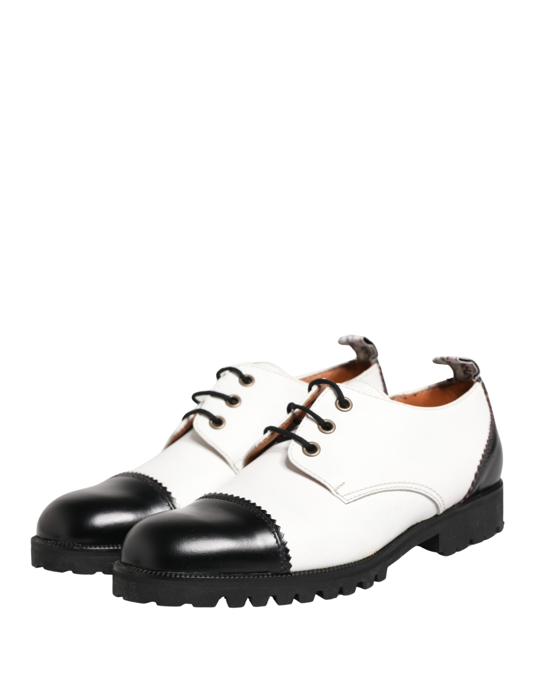Cesare Paciotti Black White Leather Derby Shoes | Regal Royce