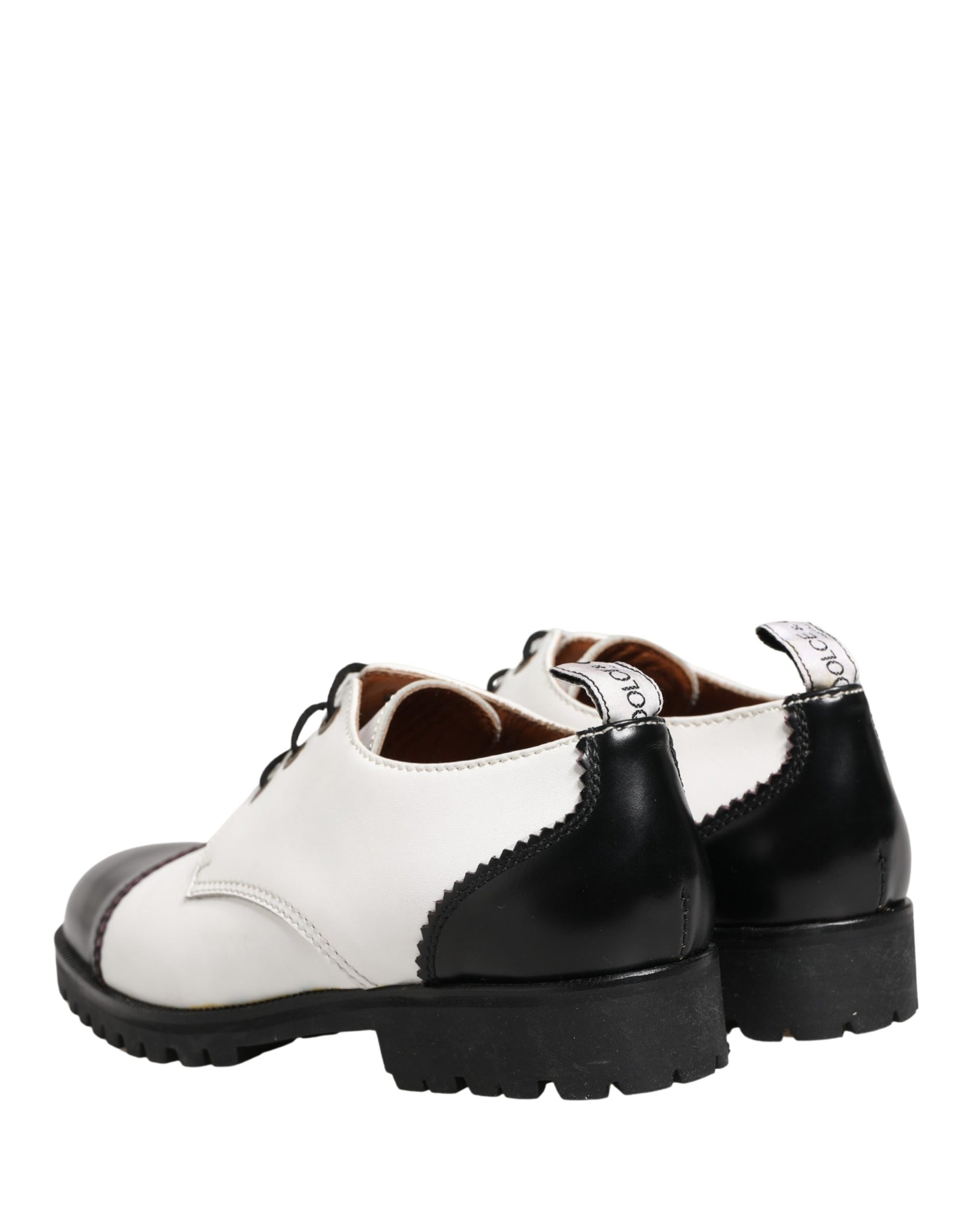 Cesare Paciotti Black White Leather Derby Shoes | Regal Royce