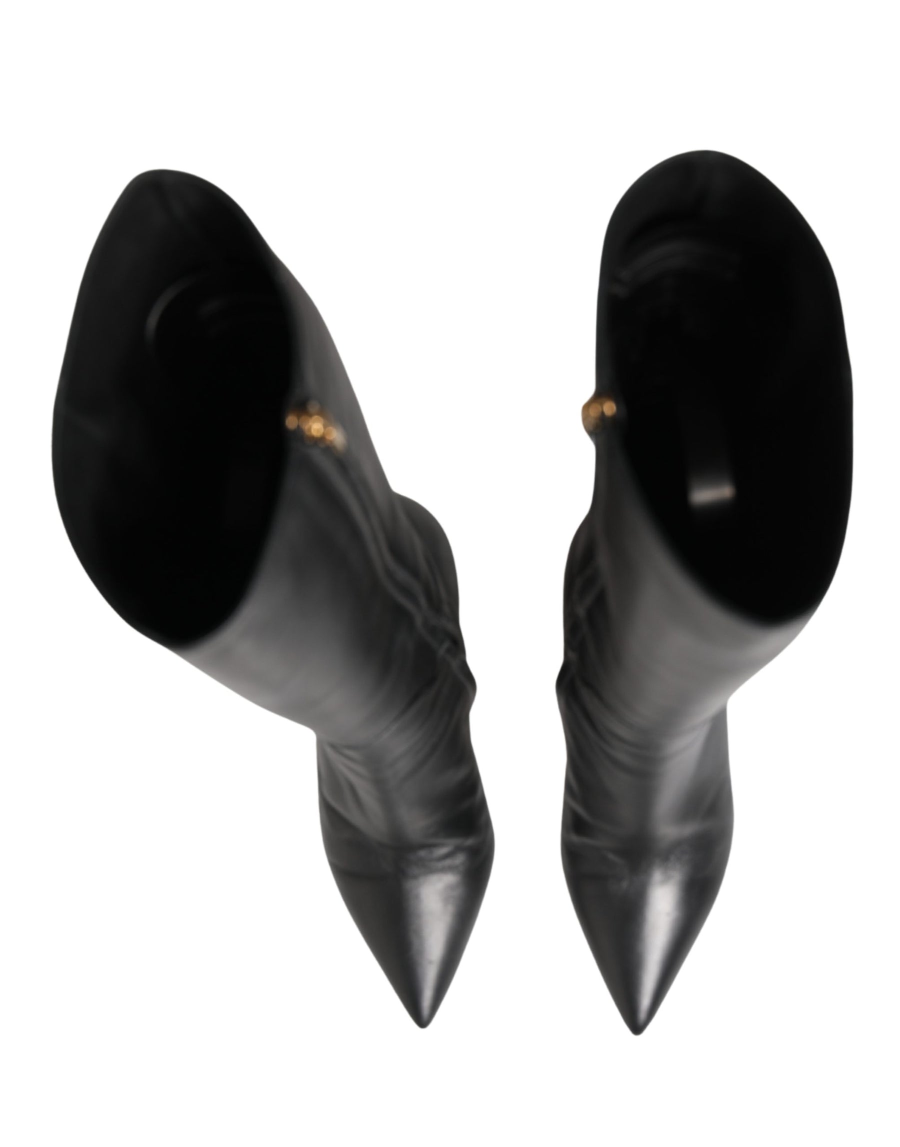 Dolce & Gabbana Black Leather Heels Knee High Boots Shoes | Regal Royce
