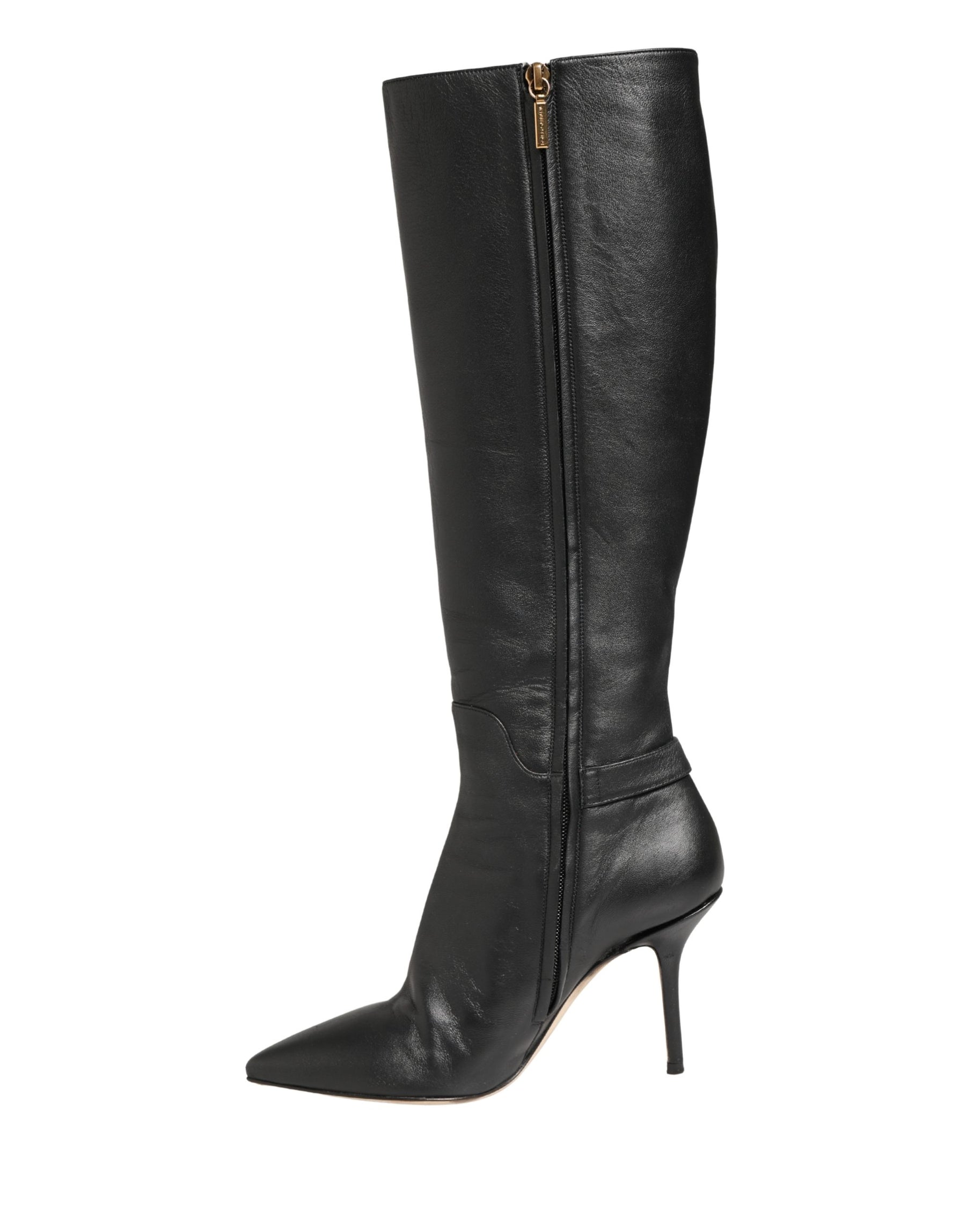 Dolce & Gabbana Black Leather Heels Knee High Boots Shoes | Regal Royce