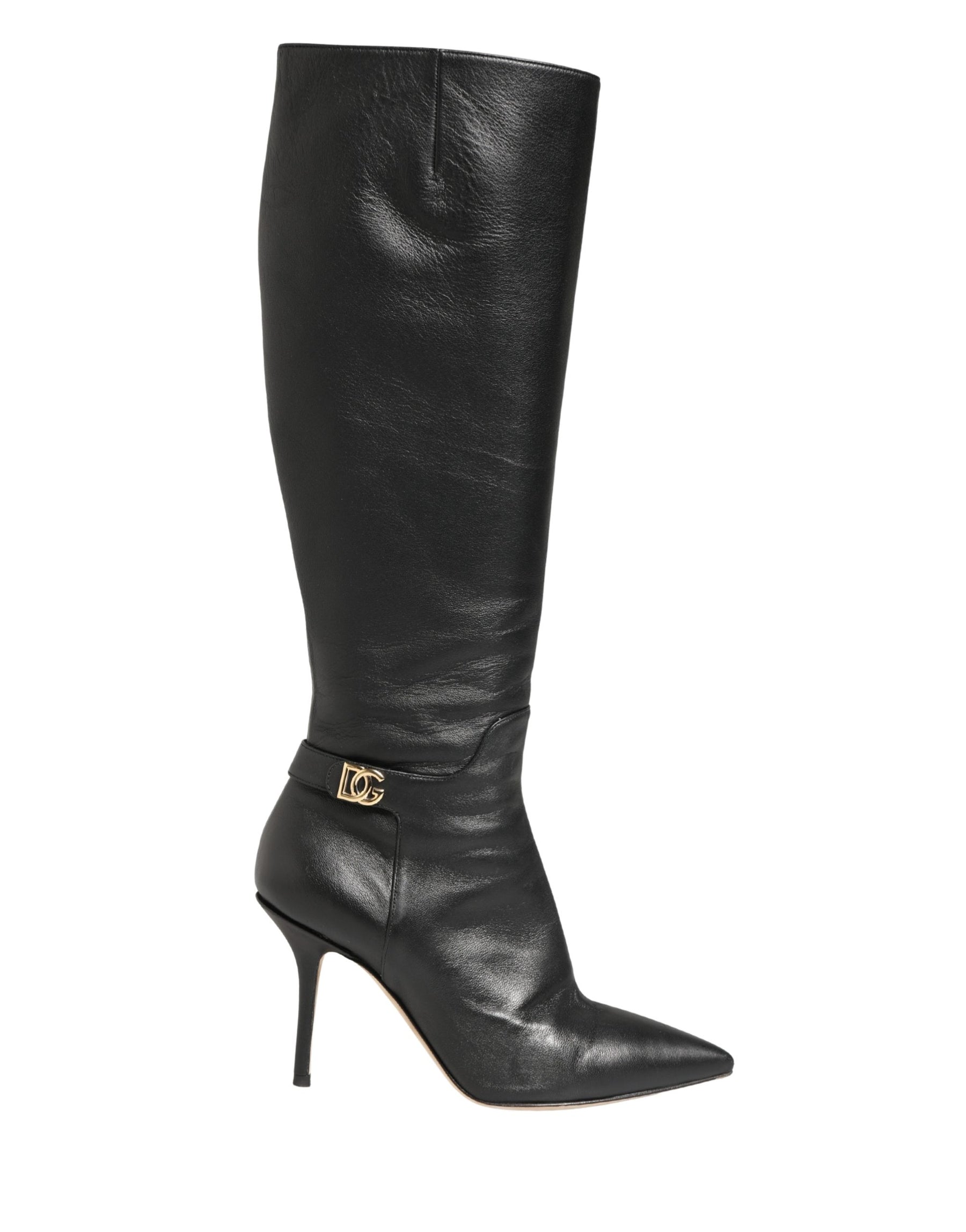 Dolce & Gabbana Black Leather Heels Knee High Boots Shoes | Regal Royce