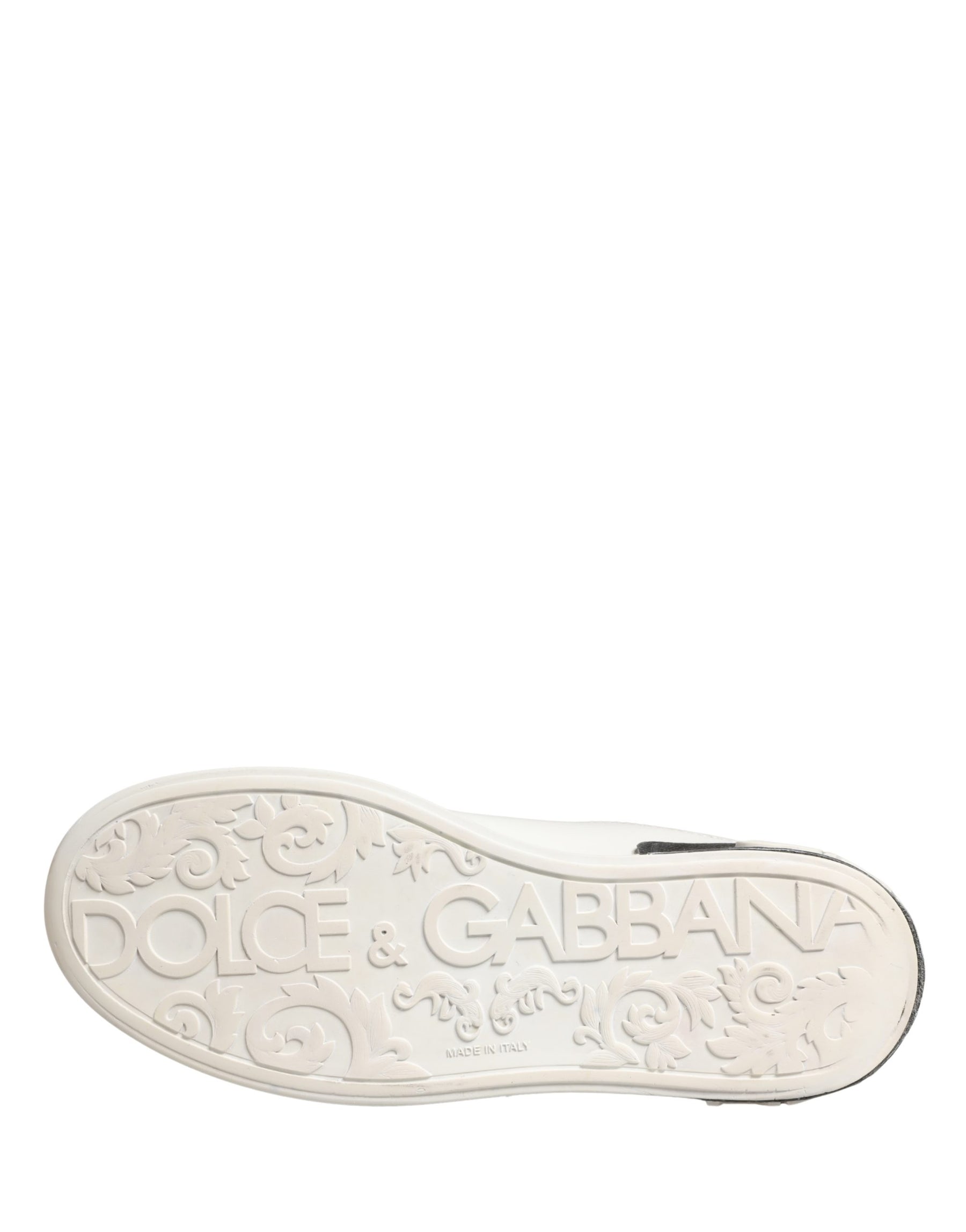 Dolce & Gabbana White Black Portofino Leather Sneakers Shoes | Regal Royce