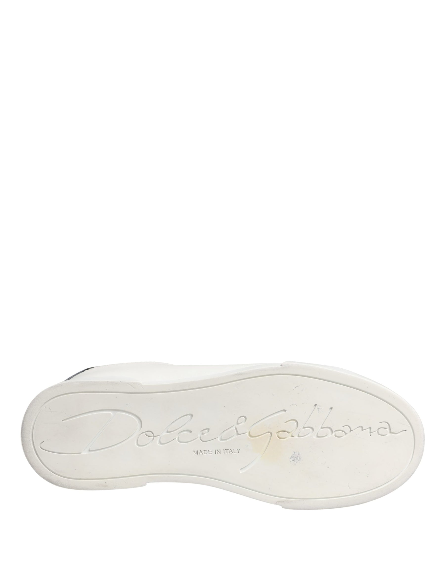 Dolce & Gabbana White Black Portofino Leather Sneakers Shoes | Regal Royce