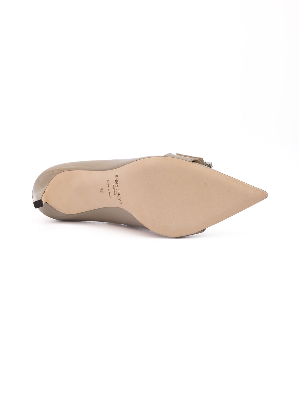 Jimmy Choo Taupe Grey Patent Leather Chery 85 Pumps | Regal Royce