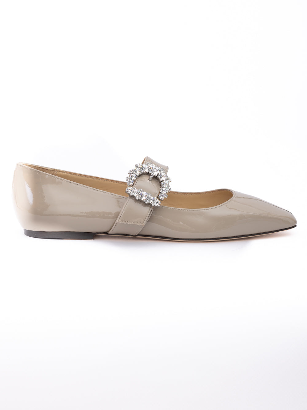 Jimmy Choo Taupe Grey Patent Leather Chery Ballet Flat | Regal Royce
