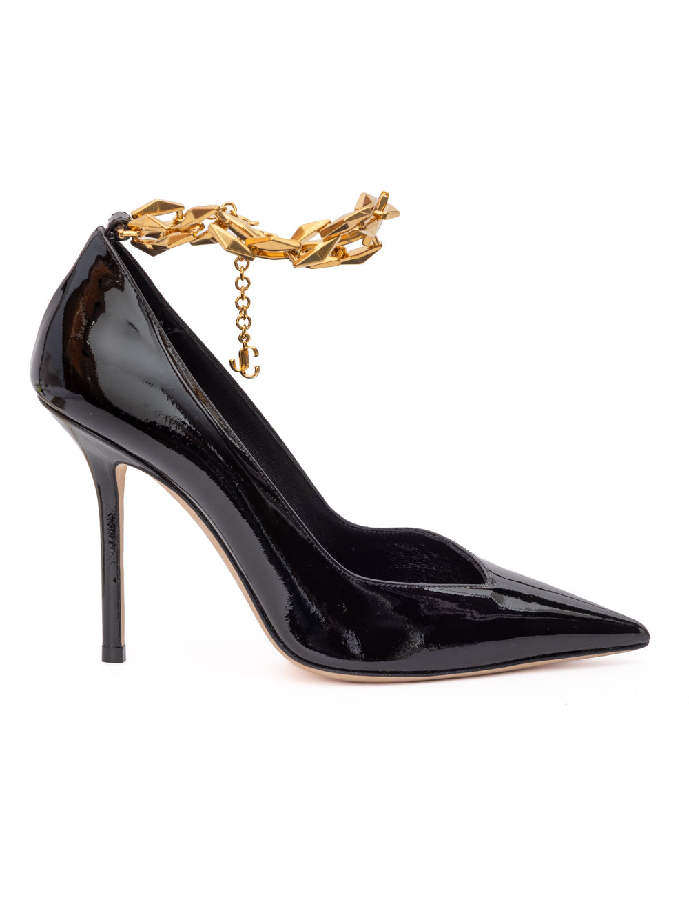 Jimmy Choo Black Patent Leather Diamond Talura 100 Pumps | Regal Royce