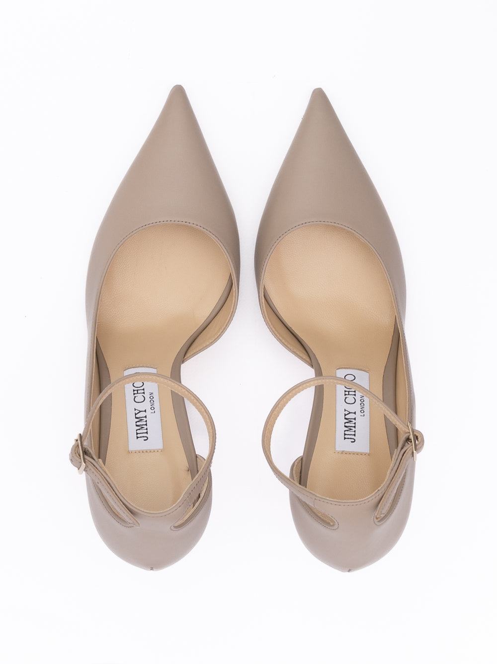 Jimmy Choo Taupe Grey Calf Leather Leona 85 Pumps | Regal Royce
