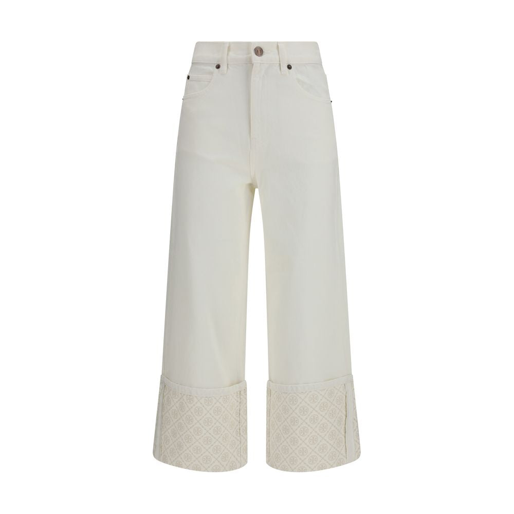 Tory Burch White Cotton Straight-Leg Jeans | Regal Royce