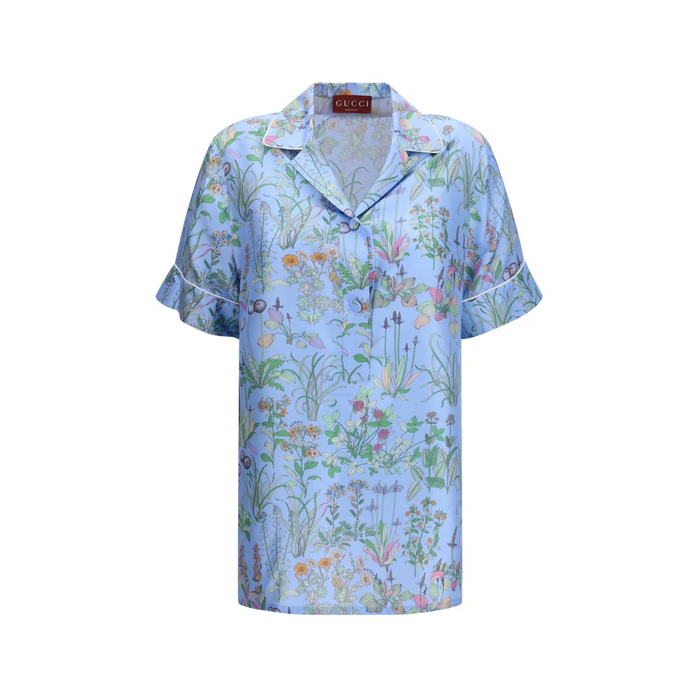 Gucci Blue Silk Shortsleeve Shirt | Regal Royce