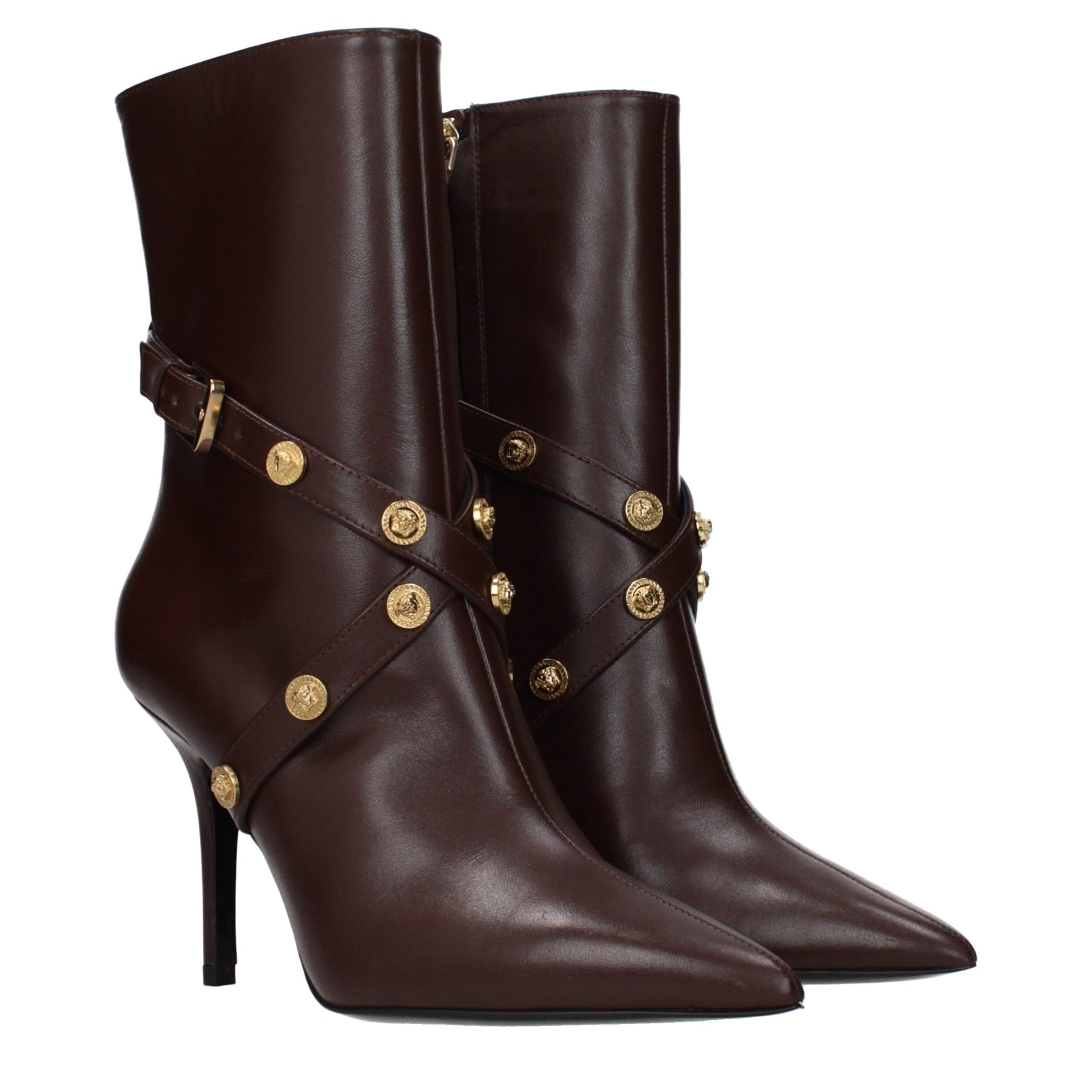 Versace Brown Leather Ankle Boots | Regal Royce