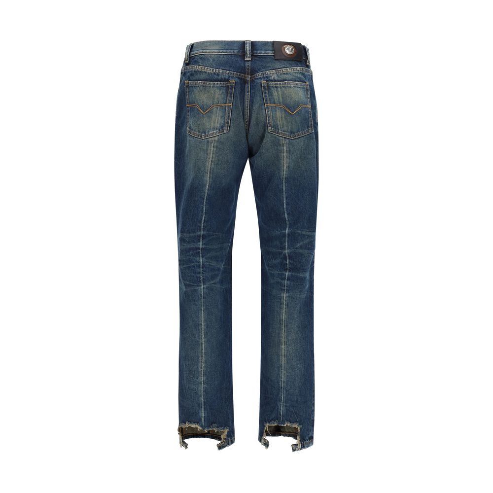 Versace Blue Cotton Straight-Leg Jeans | Regal Royce