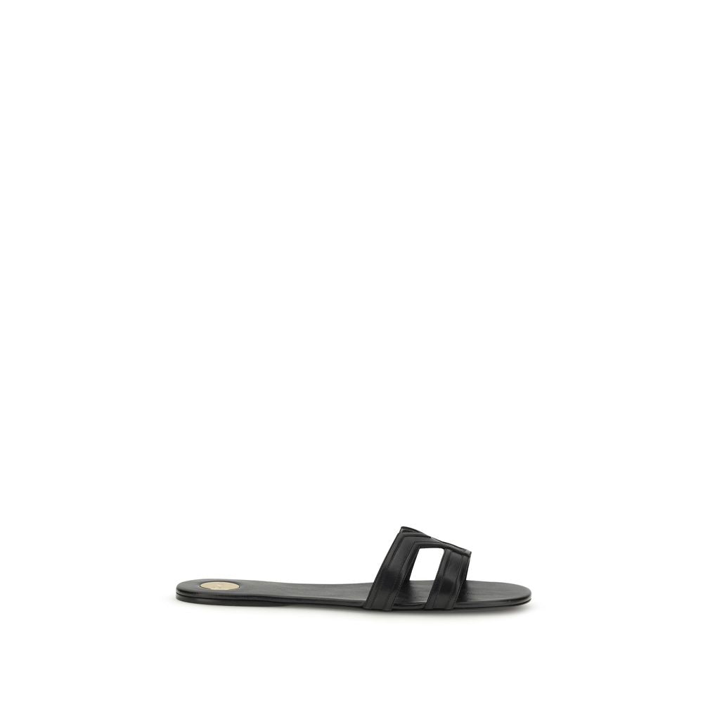 Saint Laurent Black Calf Leather Bos Taurus Sandals | Regal Royce