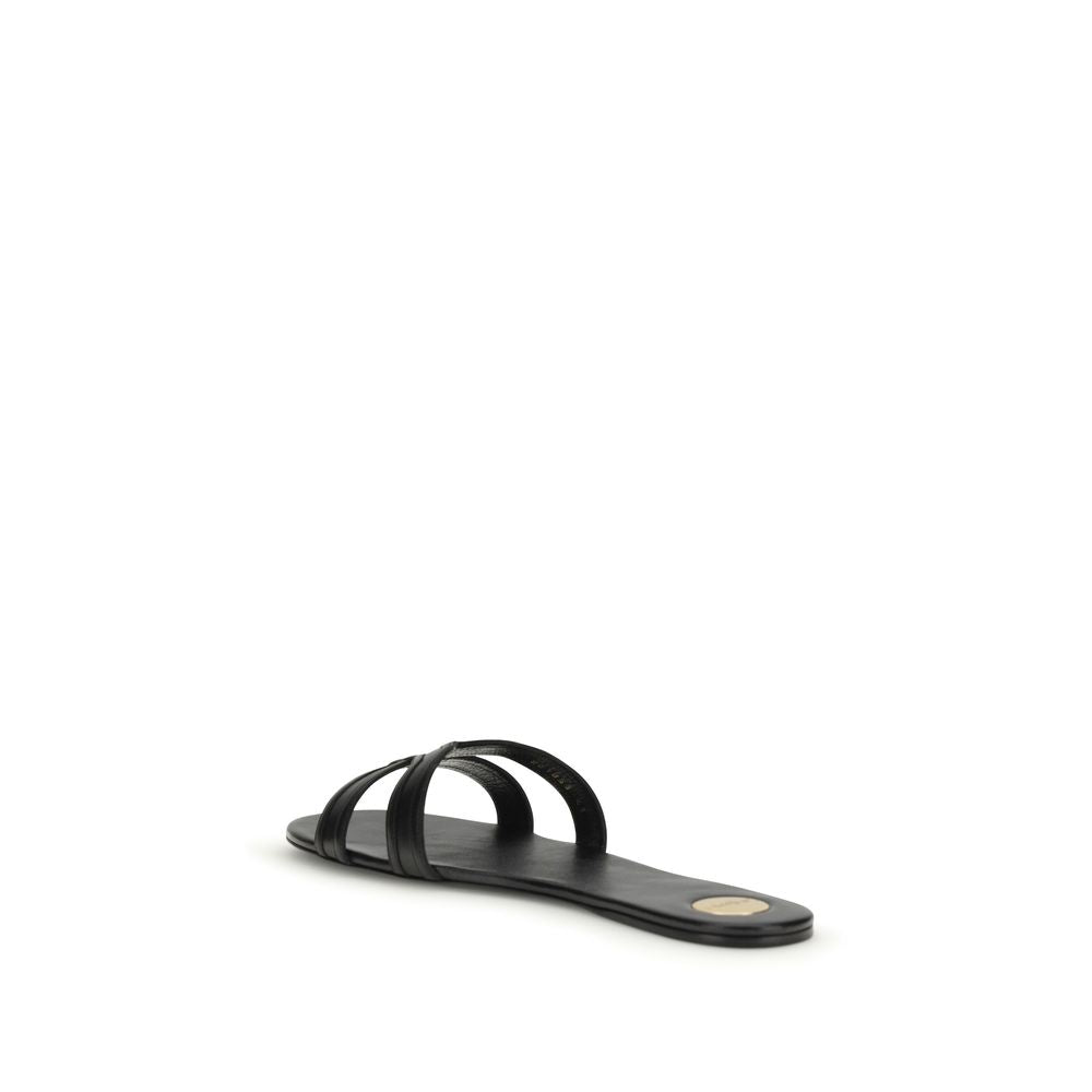Saint Laurent Black Calf Leather Bos Taurus Sandals | Regal Royce