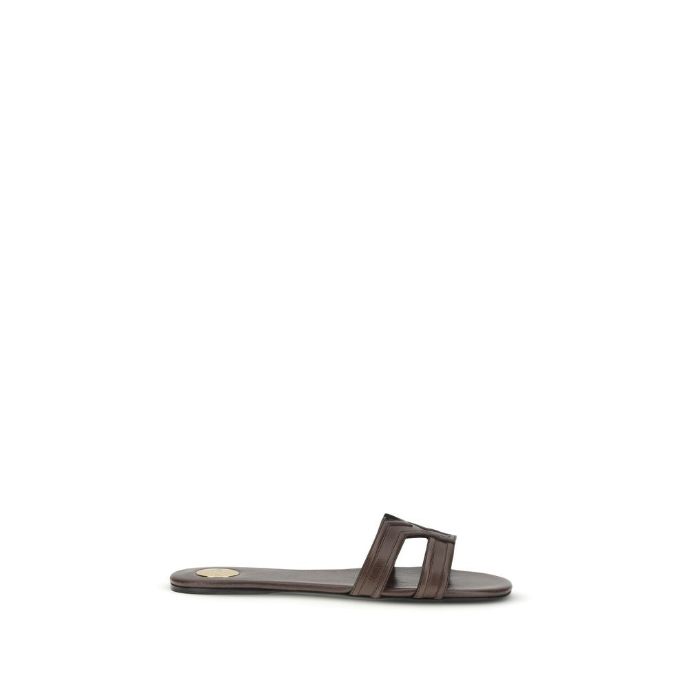 Saint Laurent Brown Calf Leather Bos Taurus Sandals | Regal Royce