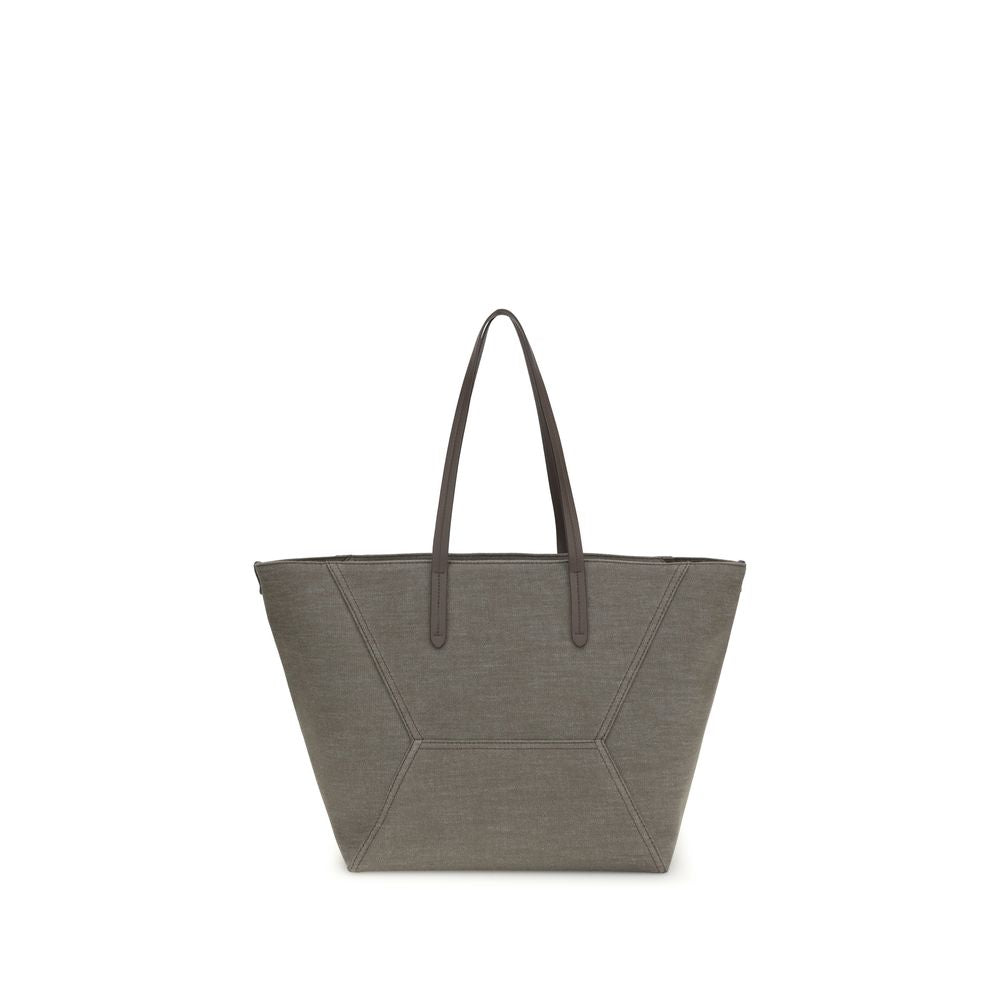 Brunello Cucinelli Brown Cotton Shoulder Bag | Regal Royce