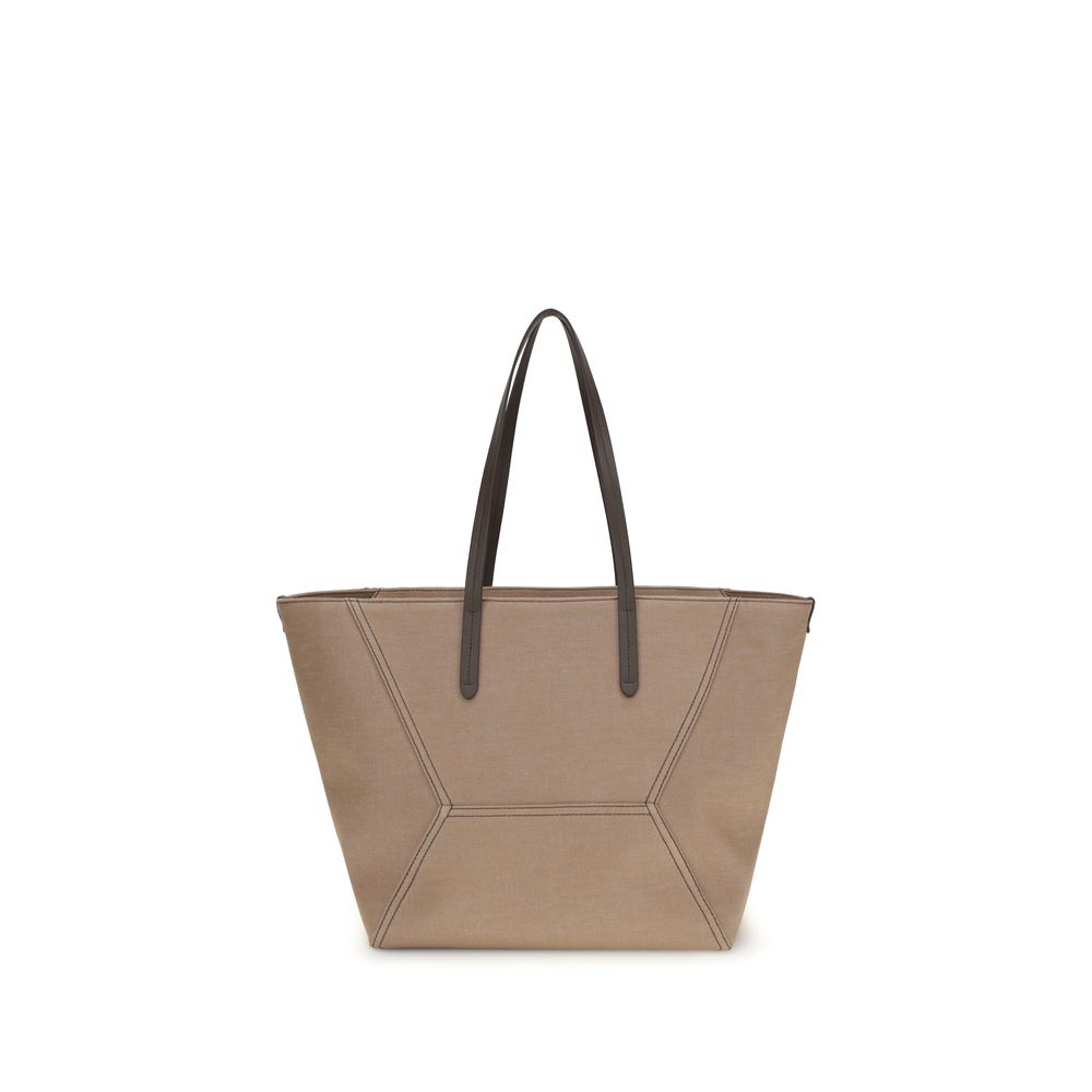 Brunello Cucinelli Beige Cotton Shoulder Bag | Regal Royce