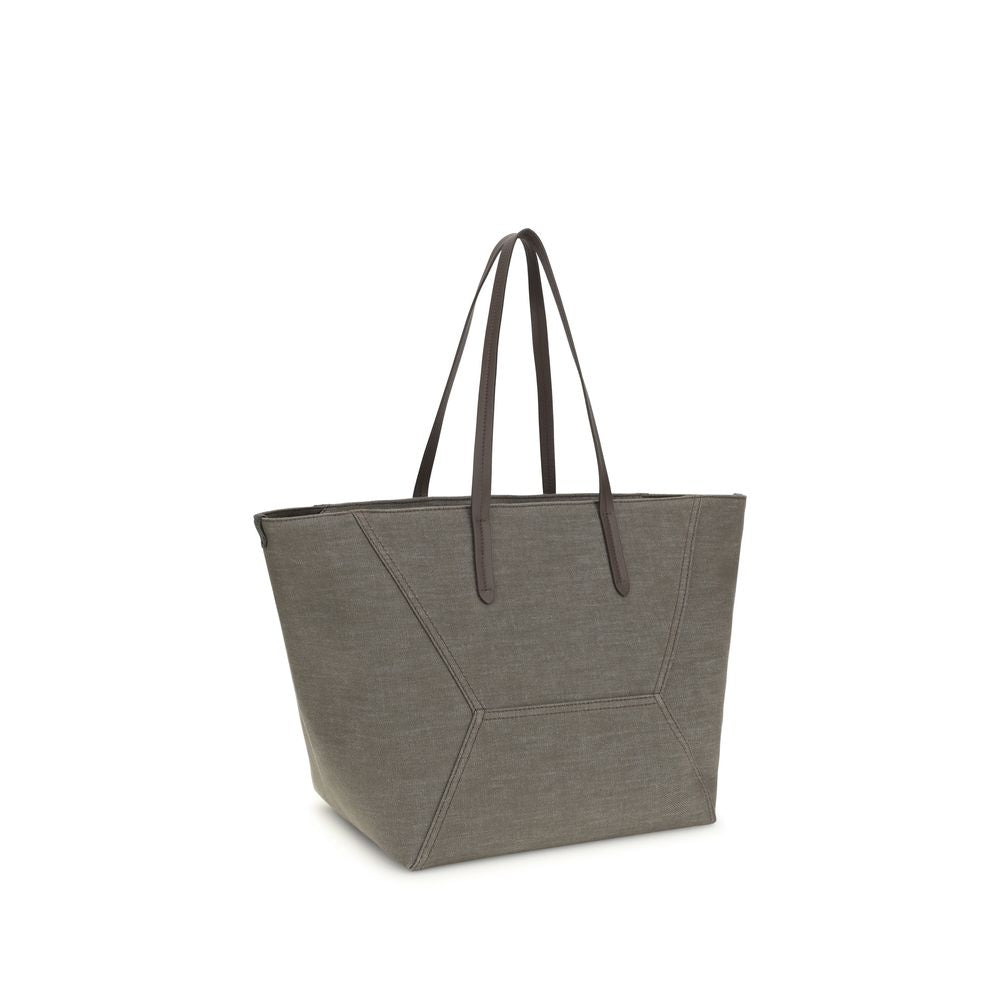 Brunello Cucinelli Brown Cotton Shoulder Bag | Regal Royce