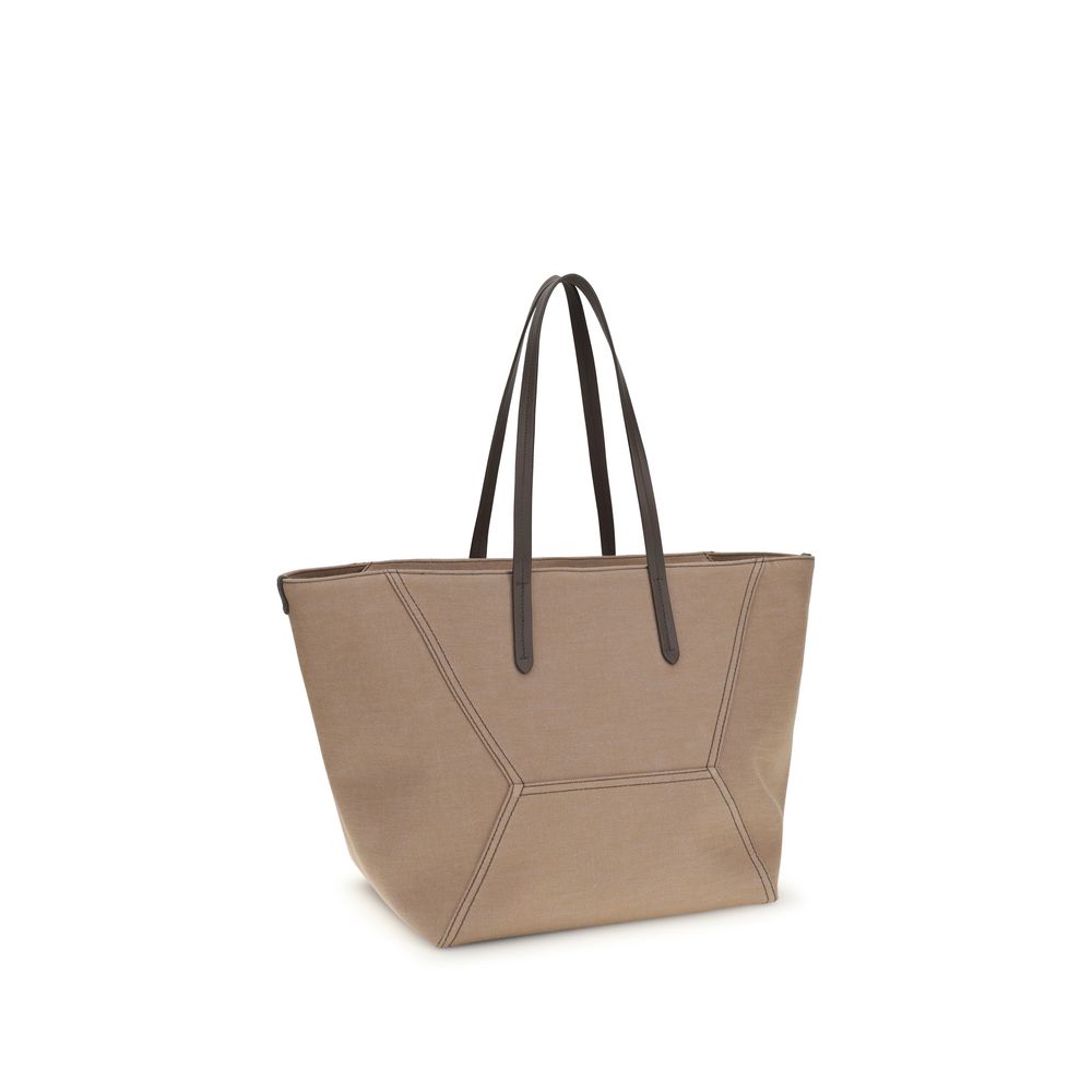 Brunello Cucinelli Beige Cotton Shoulder Bag | Regal Royce