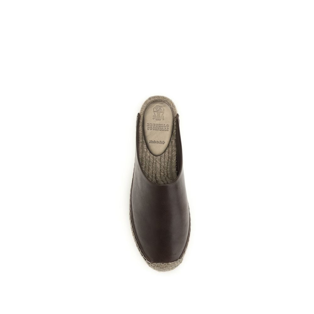 Brunello Cucinelli Brown Calf Leather Bos Taurus Espadrilles | Regal Royce