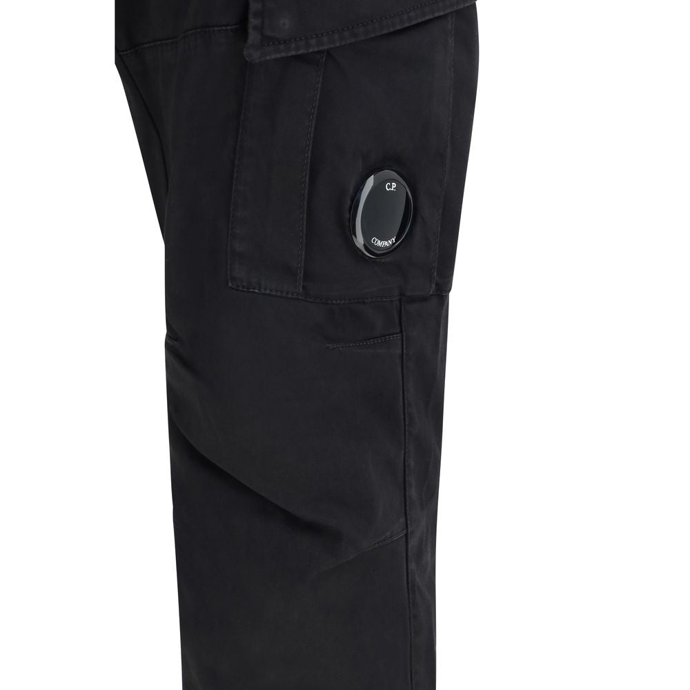 C.P. Company Black Cotton Cargo Pants | Regal Royce