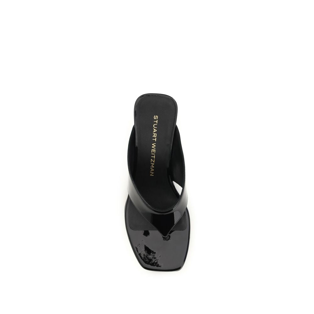 Stuart Weitzman Black Calf Leather Bos Taurus Wedge Sandals | Regal Royce