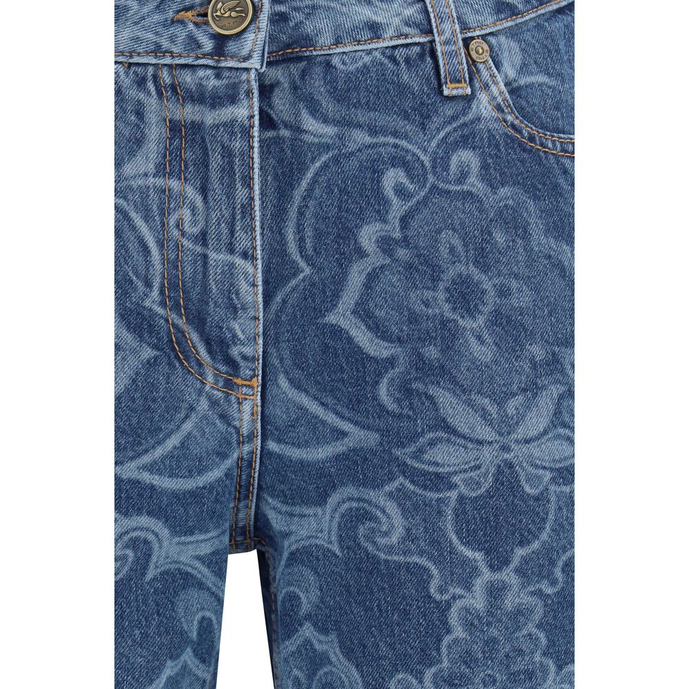 Etro Blue Cotton Flared Jeans | Regal Royce