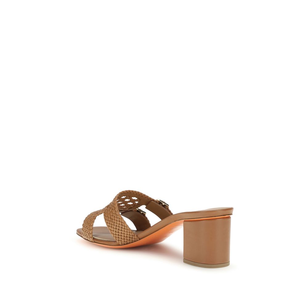 Santoni Beige Calf Leather Bos Taurus Platform Sandals | Regal Royce
