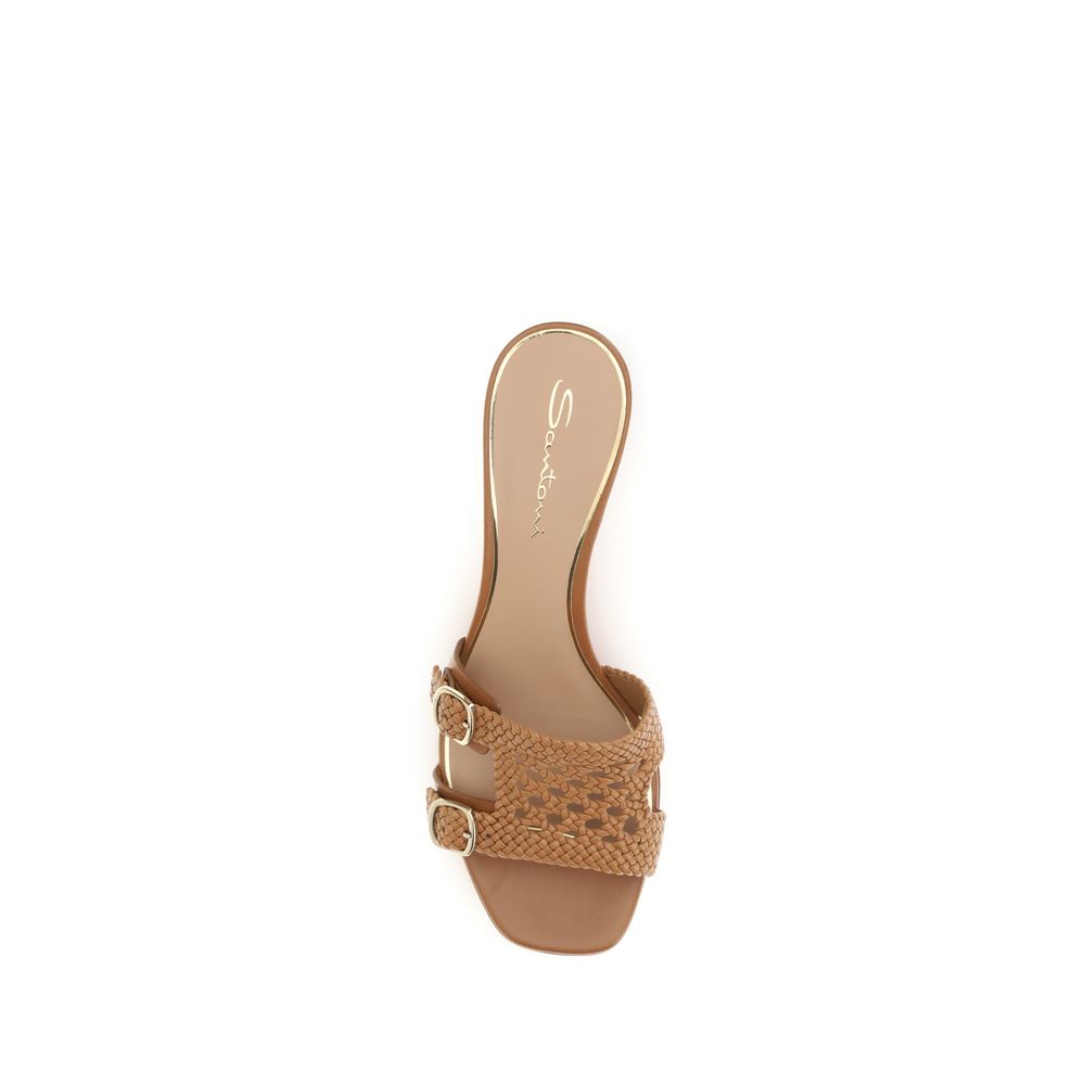 Santoni Beige Calf Leather Bos Taurus Platform Sandals | Regal Royce