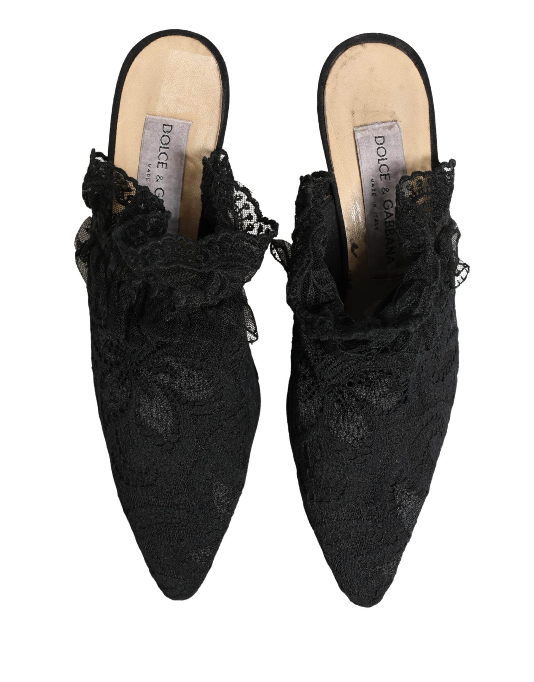 Dolce & Gabbana Black Lace Heels Sandals Shoes | Regal Royce