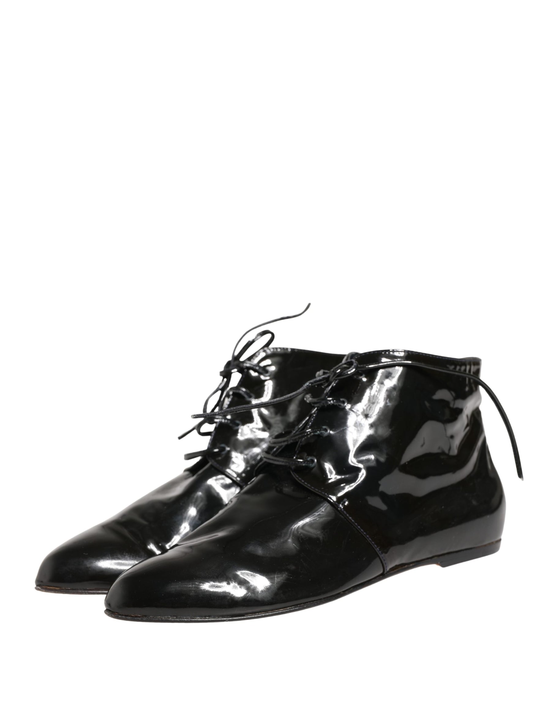 Dolce & Gabbana Black Leather AnkleBoots Shoes | Regal Royce