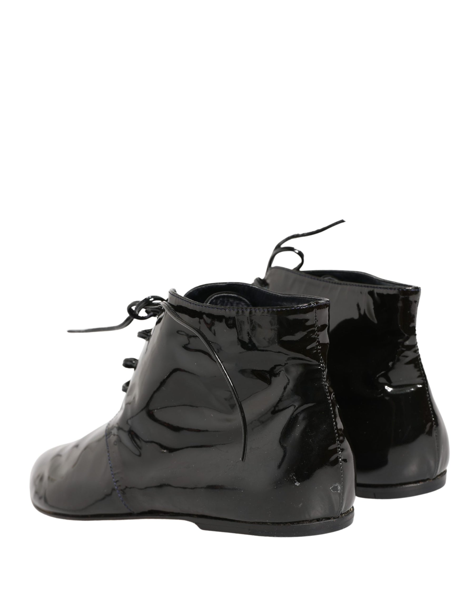 Dolce & Gabbana Black Leather AnkleBoots Shoes | Regal Royce