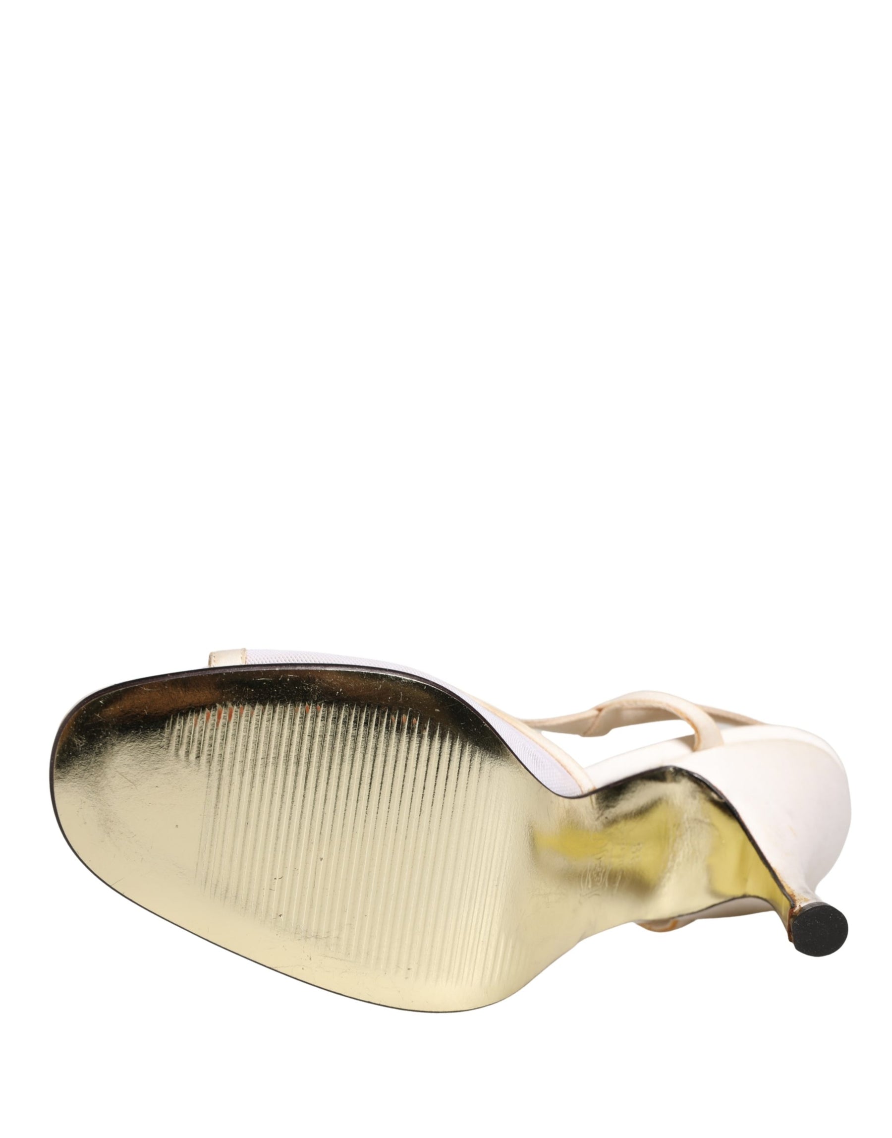 Dolce & Gabbana White Satin Slingback Heels Pumps Shoes | Regal Royce