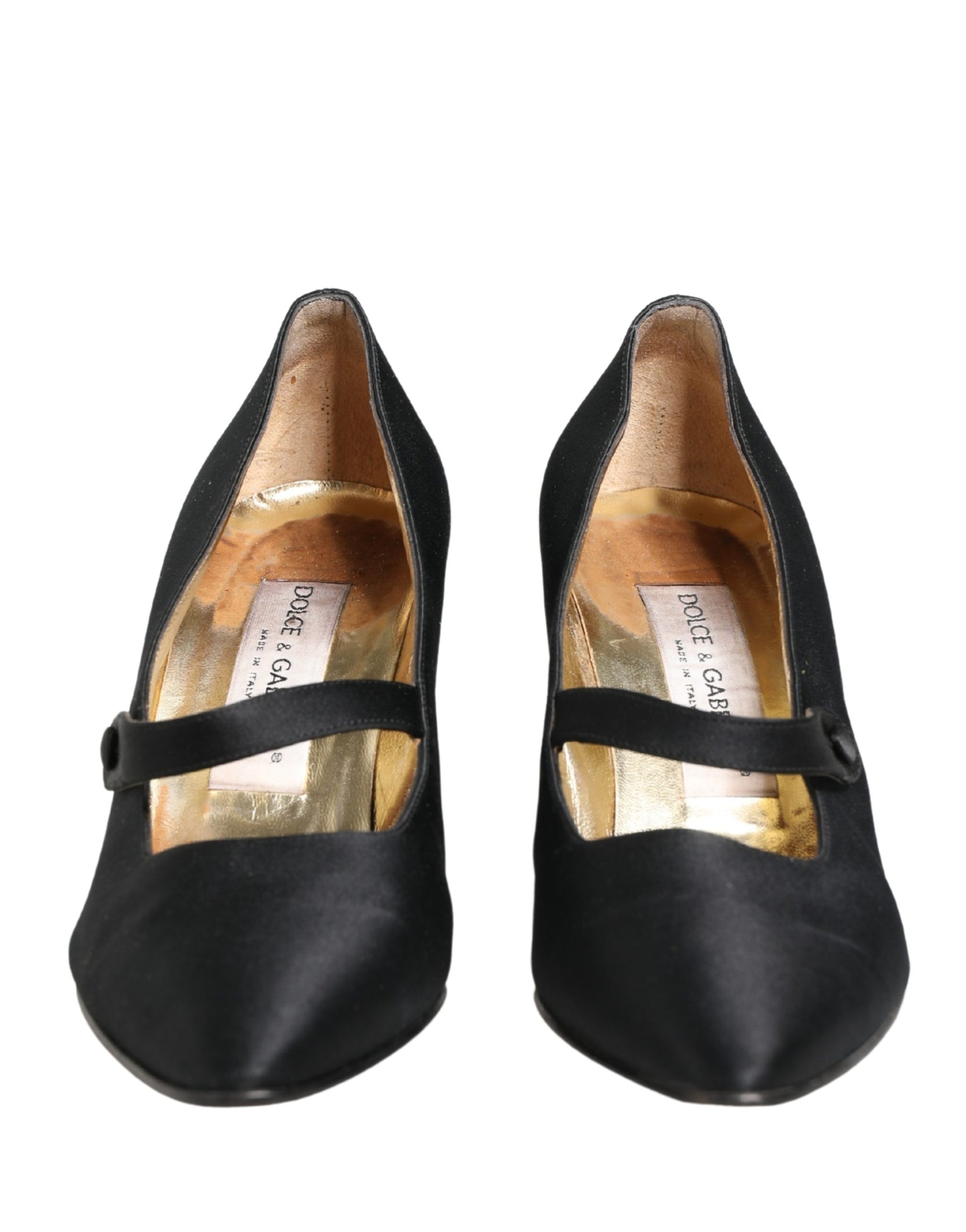Dolce & Gabbana Black Satin Mary Jane Pumps Shoes | Regal Royce