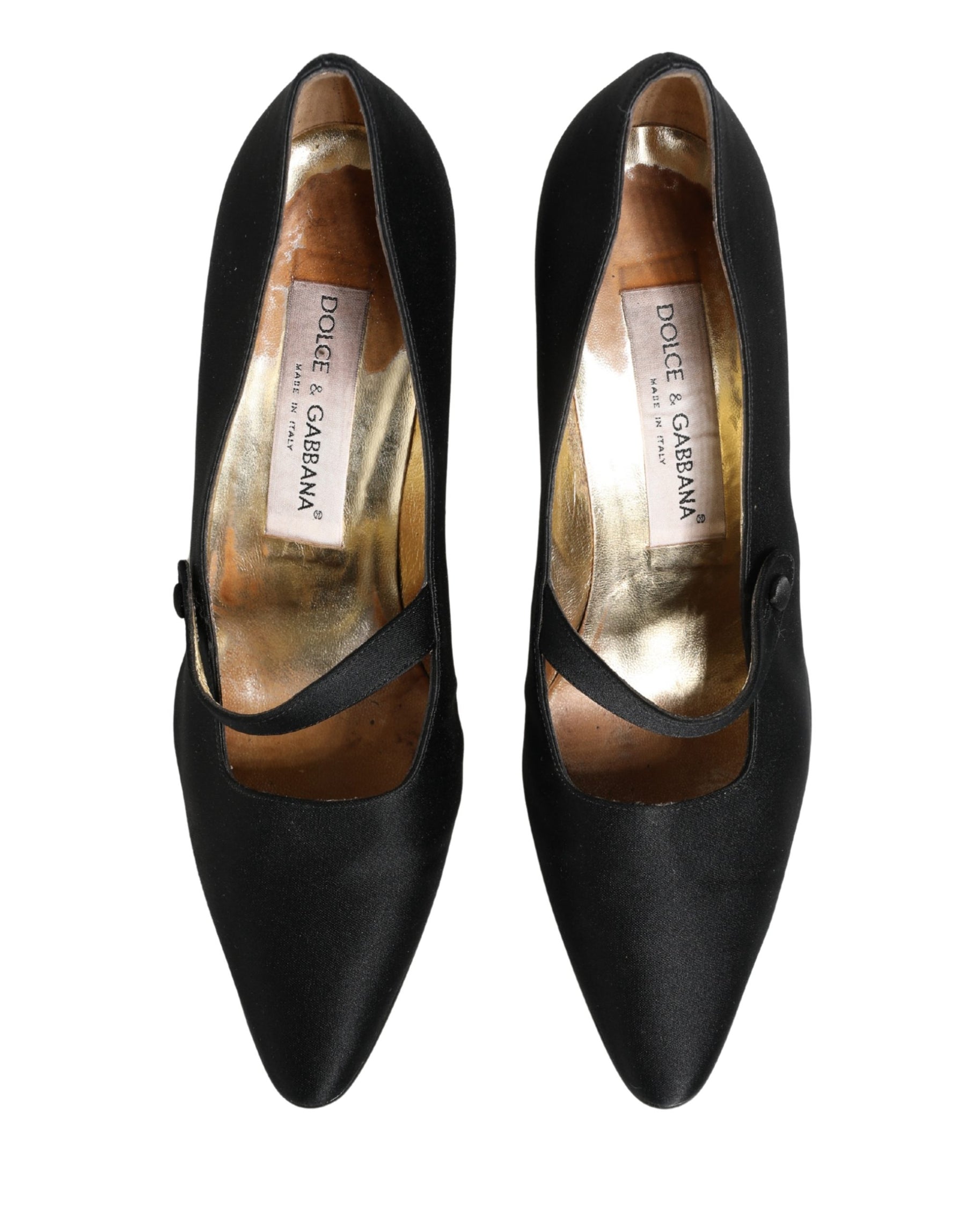 Dolce & Gabbana Black Satin Mary Jane Pumps Shoes | Regal Royce