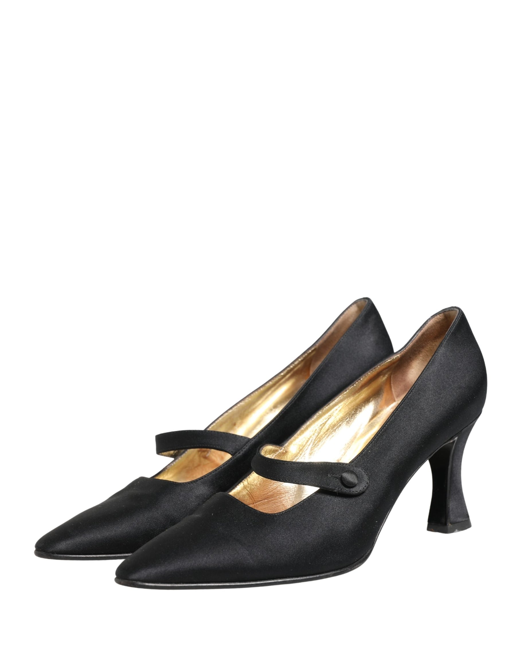 Dolce & Gabbana Black Satin Mary Jane Pumps Shoes | Regal Royce