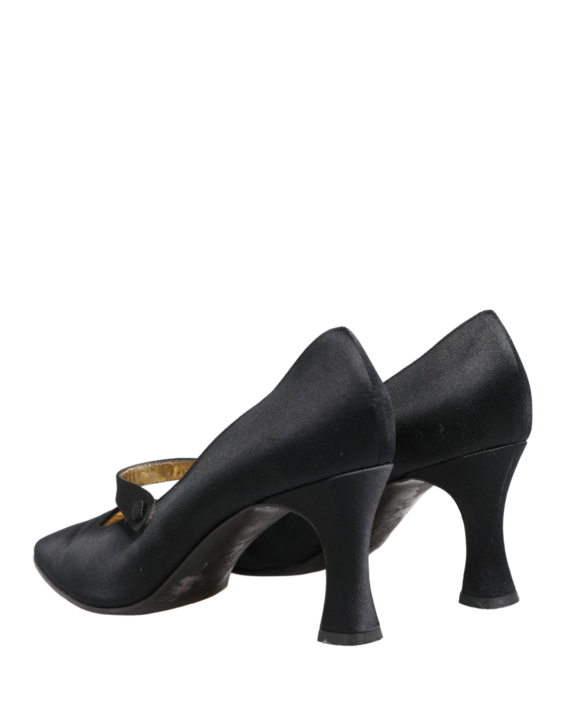 Dolce & Gabbana Black Satin Mary Jane Pumps Shoes | Regal Royce