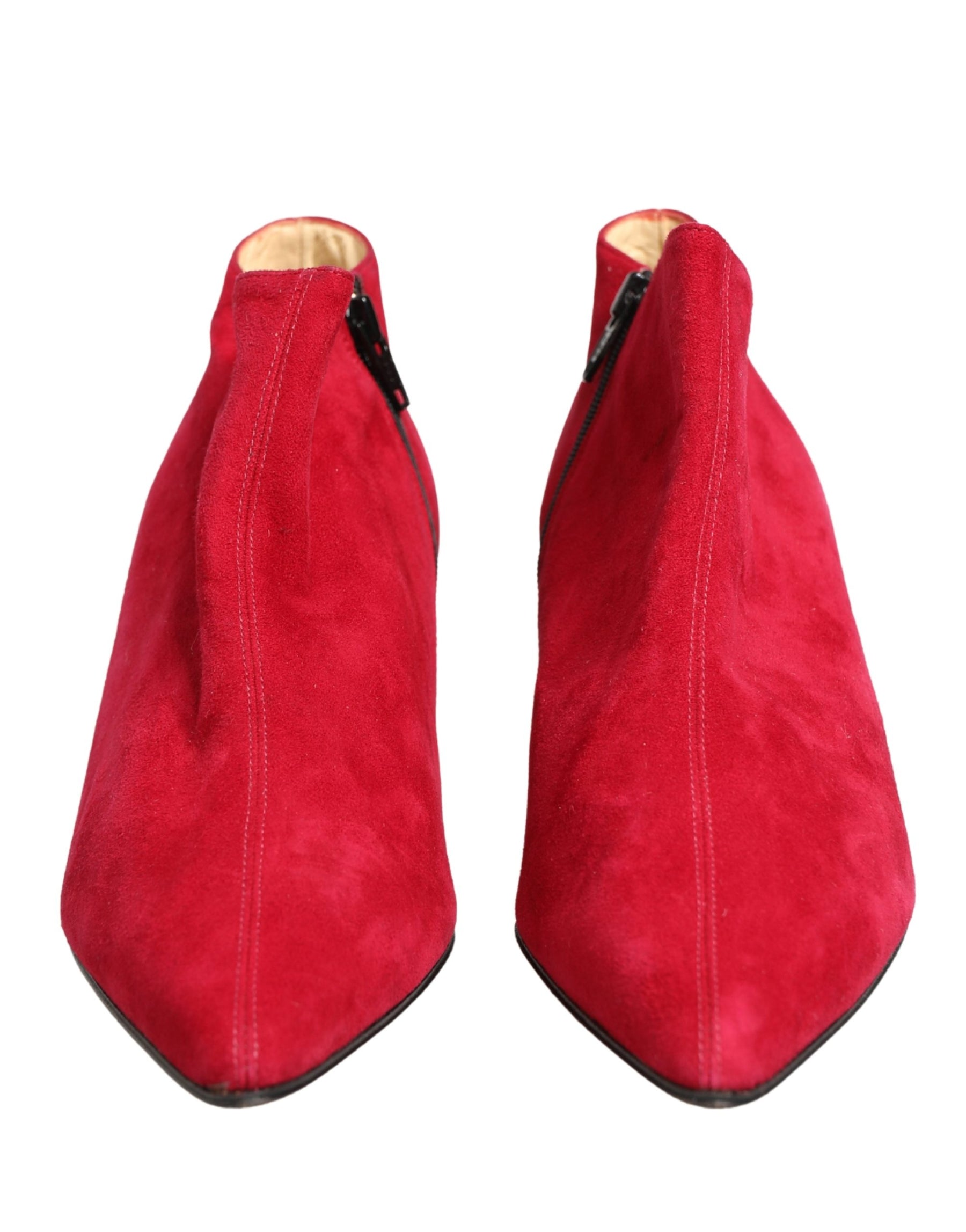 Dolce & Gabbana Red Suede Ankle Boots Shoes | Regal Royce
