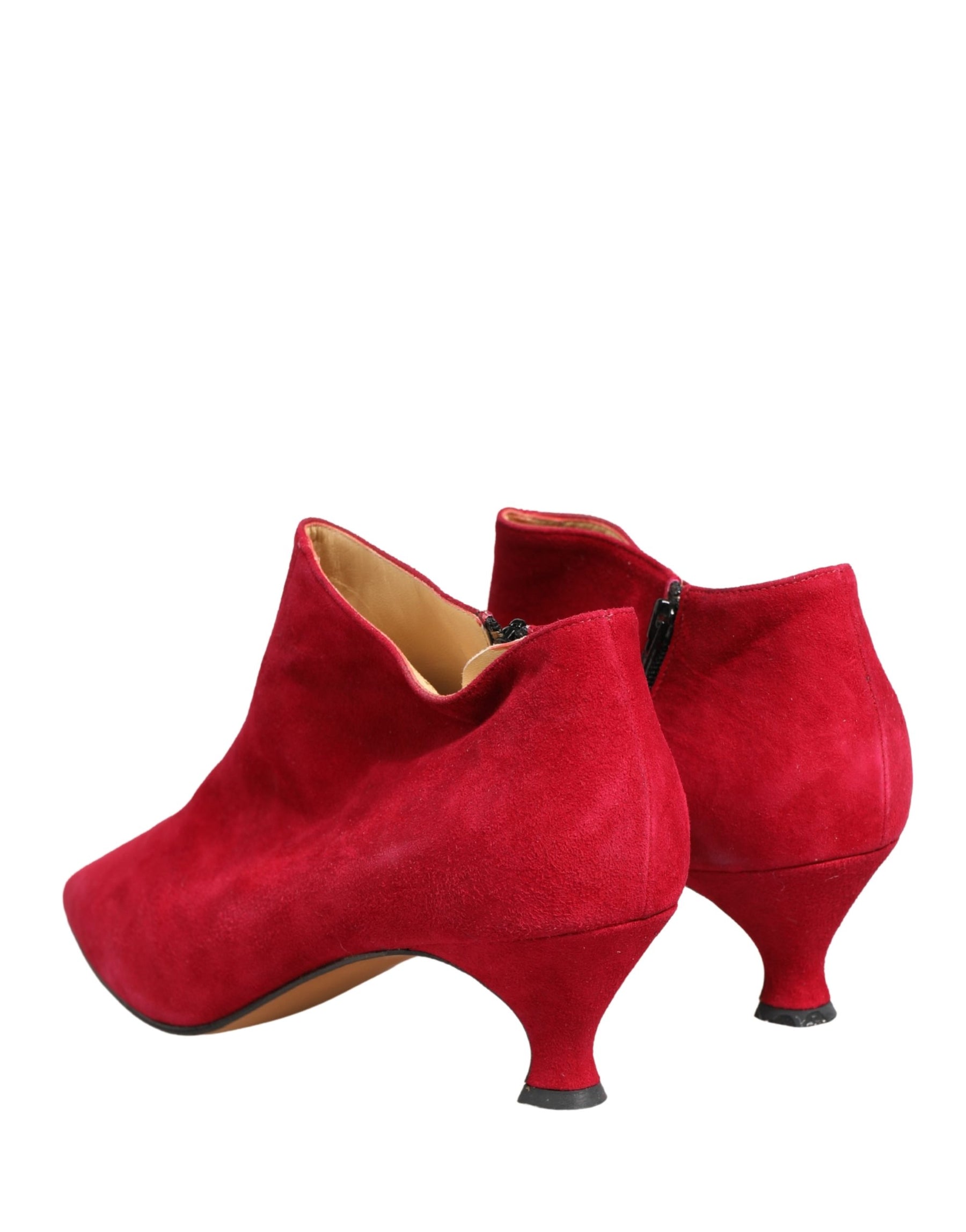 Dolce & Gabbana Red Suede Ankle Boots Shoes | Regal Royce