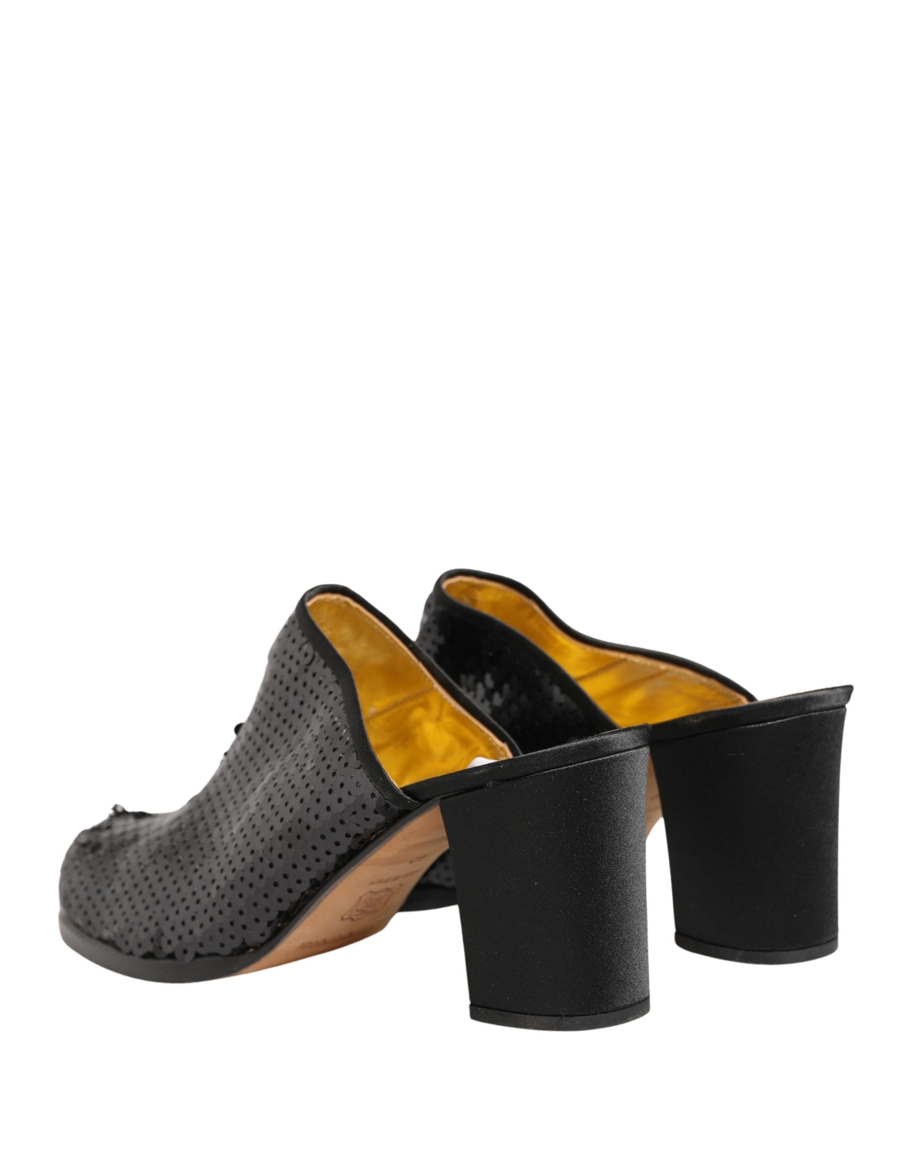 Dolce & Gabbana Black Sequined Mules Shoes | Regal Royce