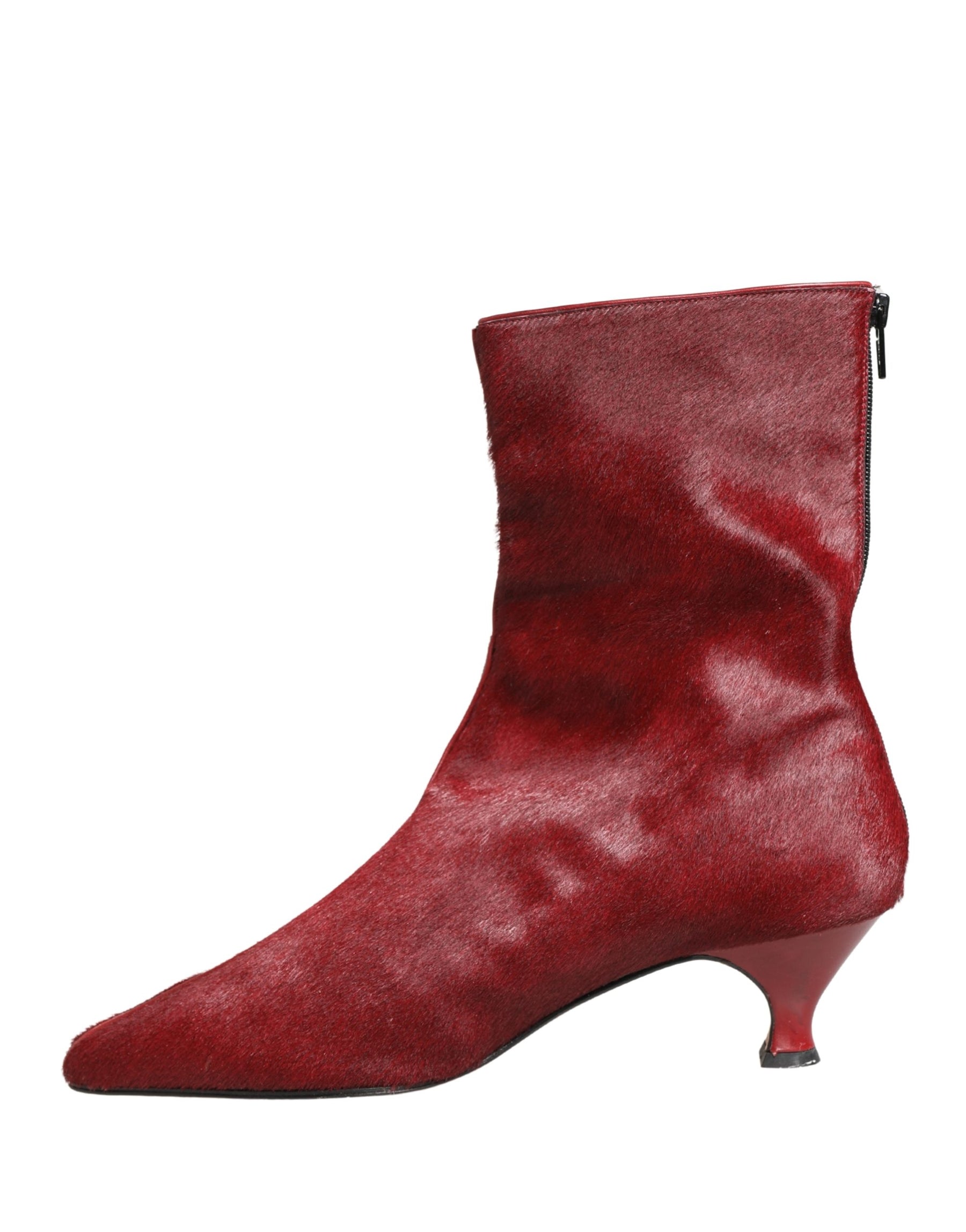 Dolce & Gabbana Burgundy Mid Calf Boots Shoes | Regal Royce